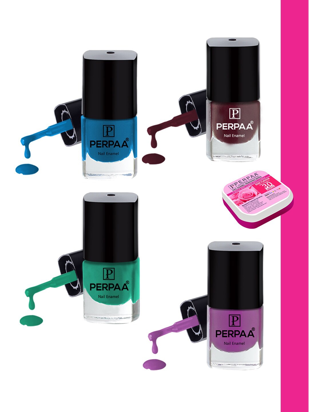 

PERPAA Set of 4 Trendy Quick-Drying & Long Lasting Gel Nail Enamel - 5 ml each, Multi