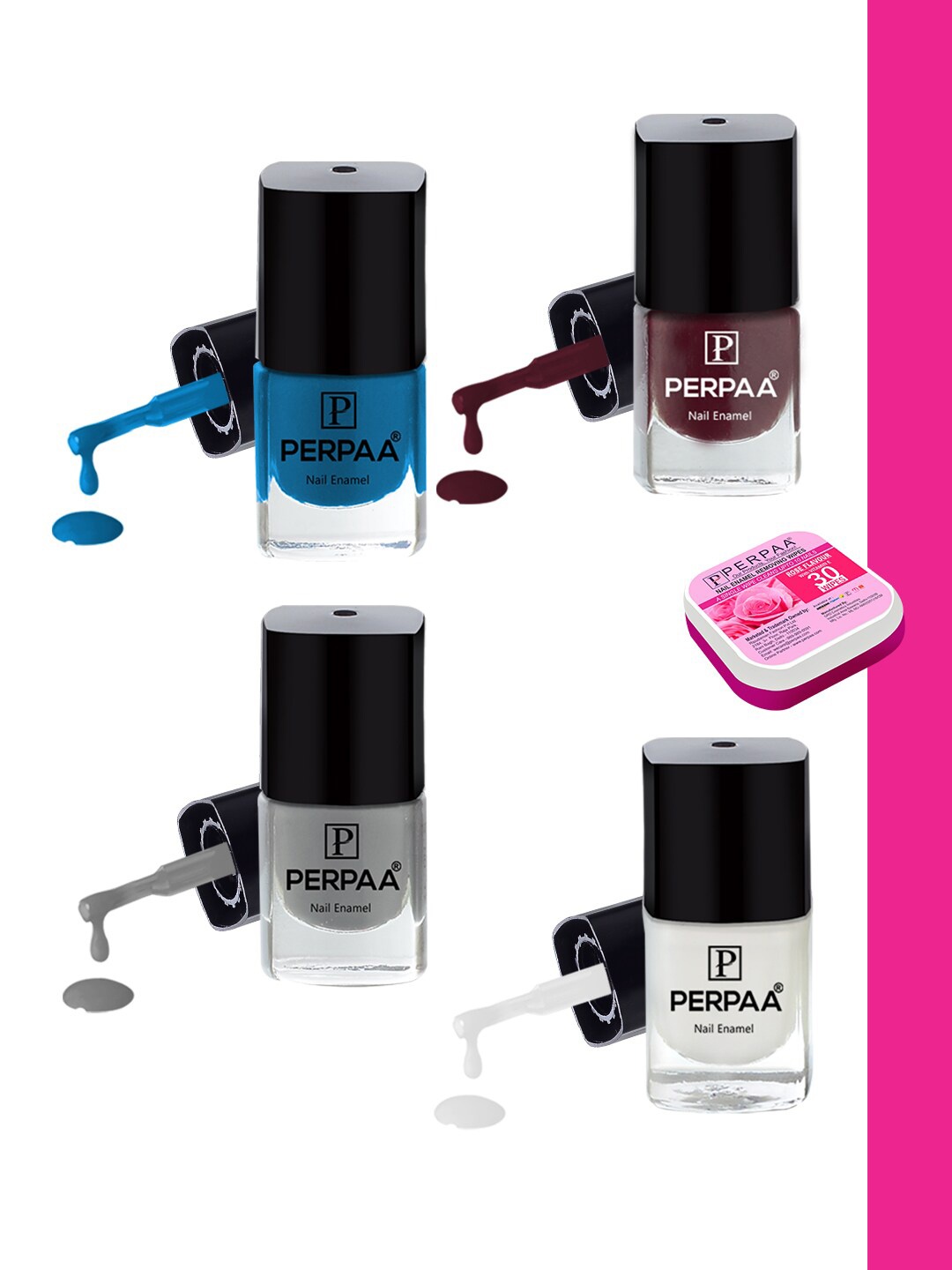 

PERPAA Set of 4 Trendy Quick-Drying & Long Lasting Gel Nail Enamel - 5 ml each, Multi