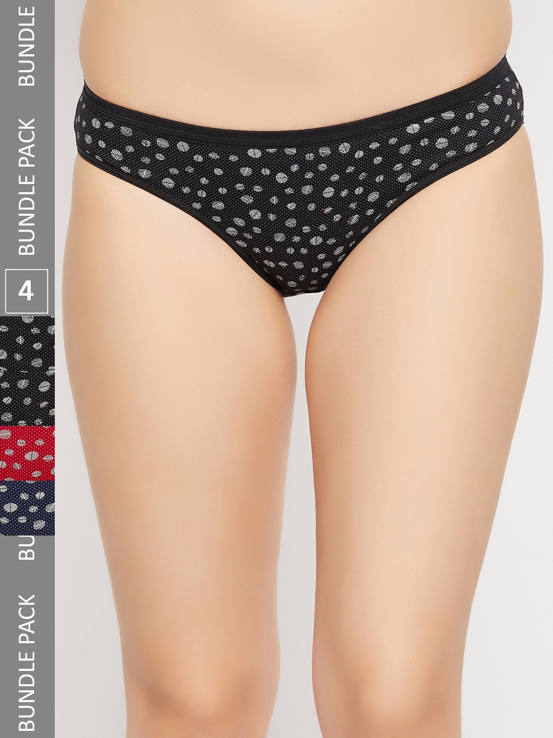 

SECRETS BY ZEROKAATA Women Pack of 4 Assorted Antimicrobial Printed Basic Briefs
