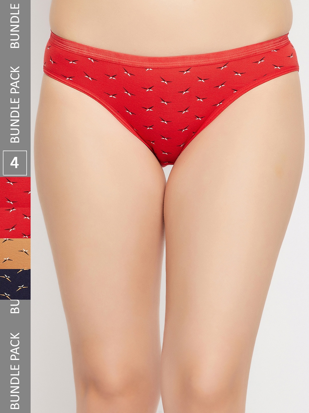 

SECRETS BY ZEROKAATA Women Pack of 4 Assorted Printed Cotton Basic Briefs
