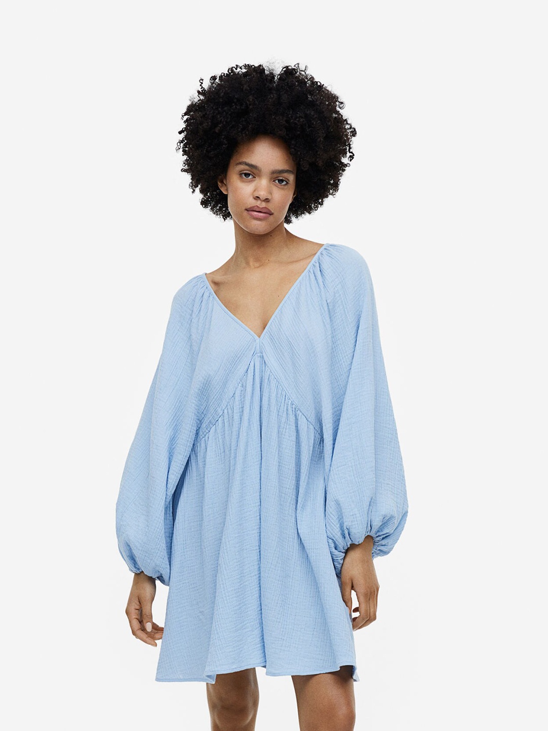 

H&M Woman Voluminous double-weave dress, Blue