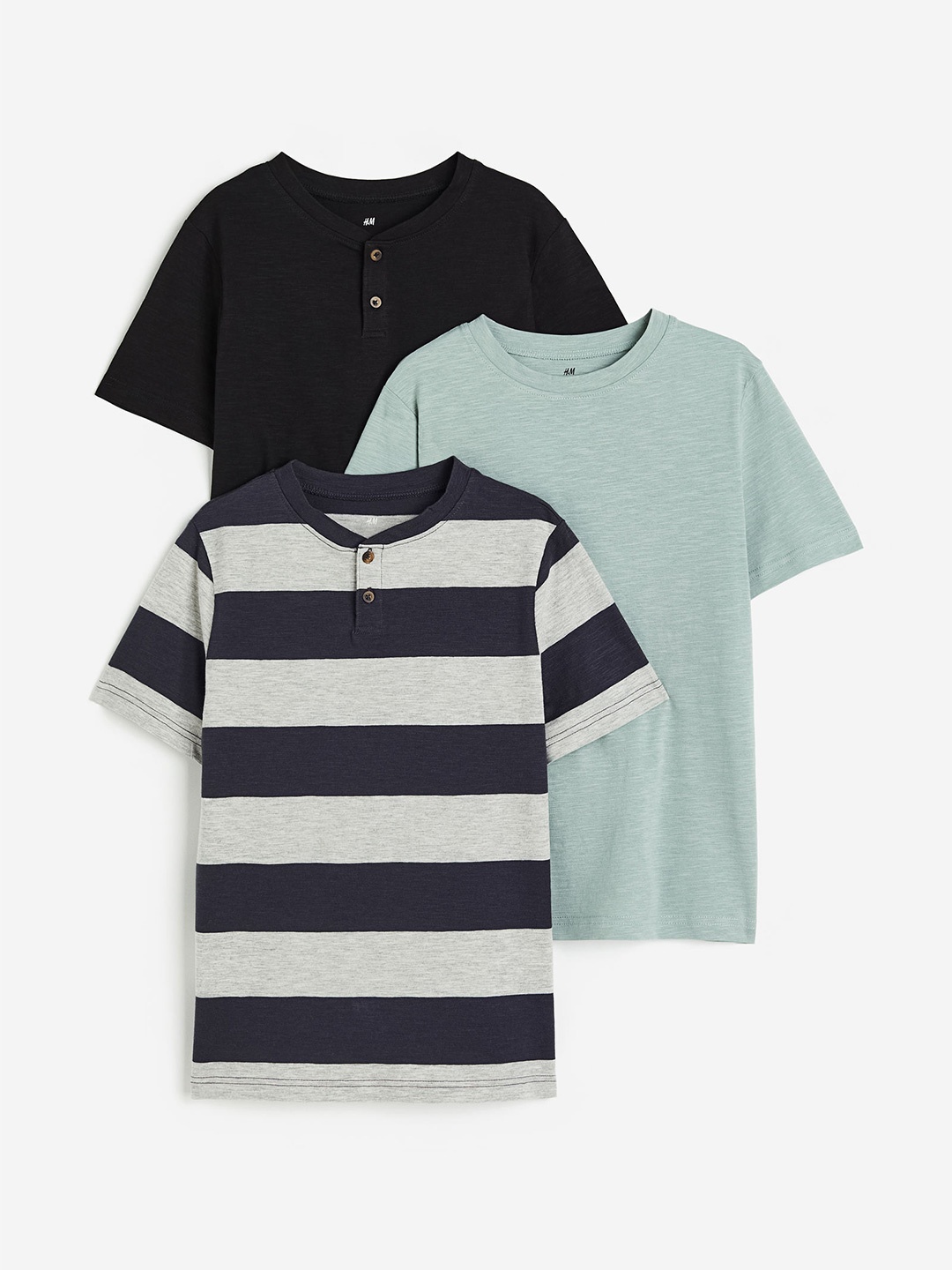 

H&M Boys 3-pack Henley tops, Grey