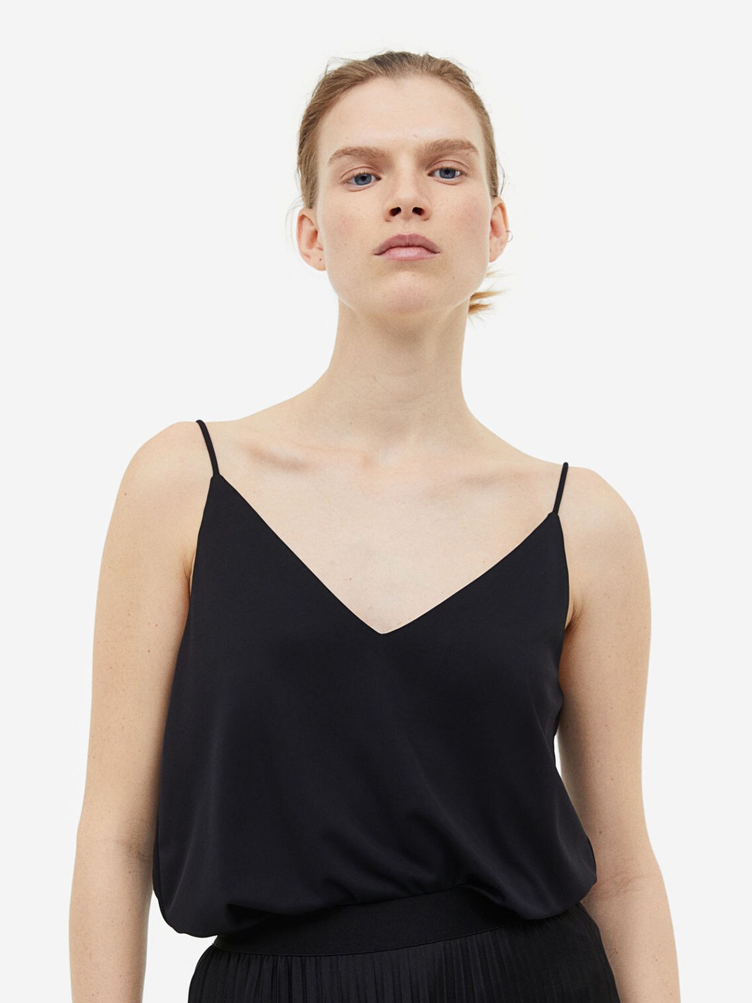 

H&M Woman V-neck strappy top, Black
