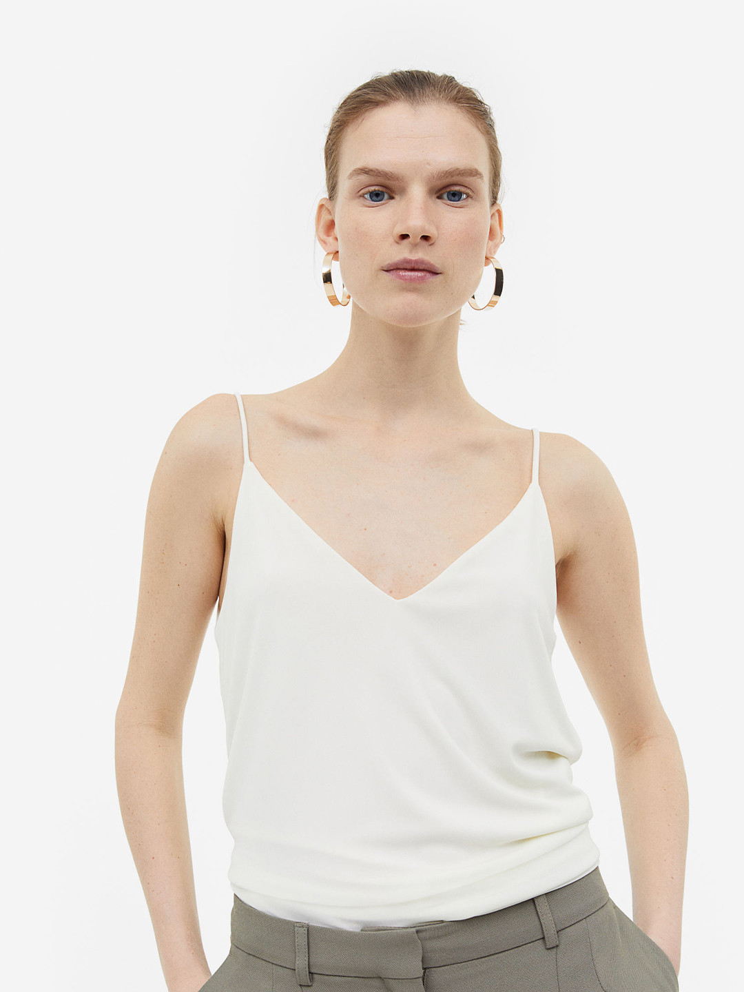 

H&M Woman V-neck strappy top, White