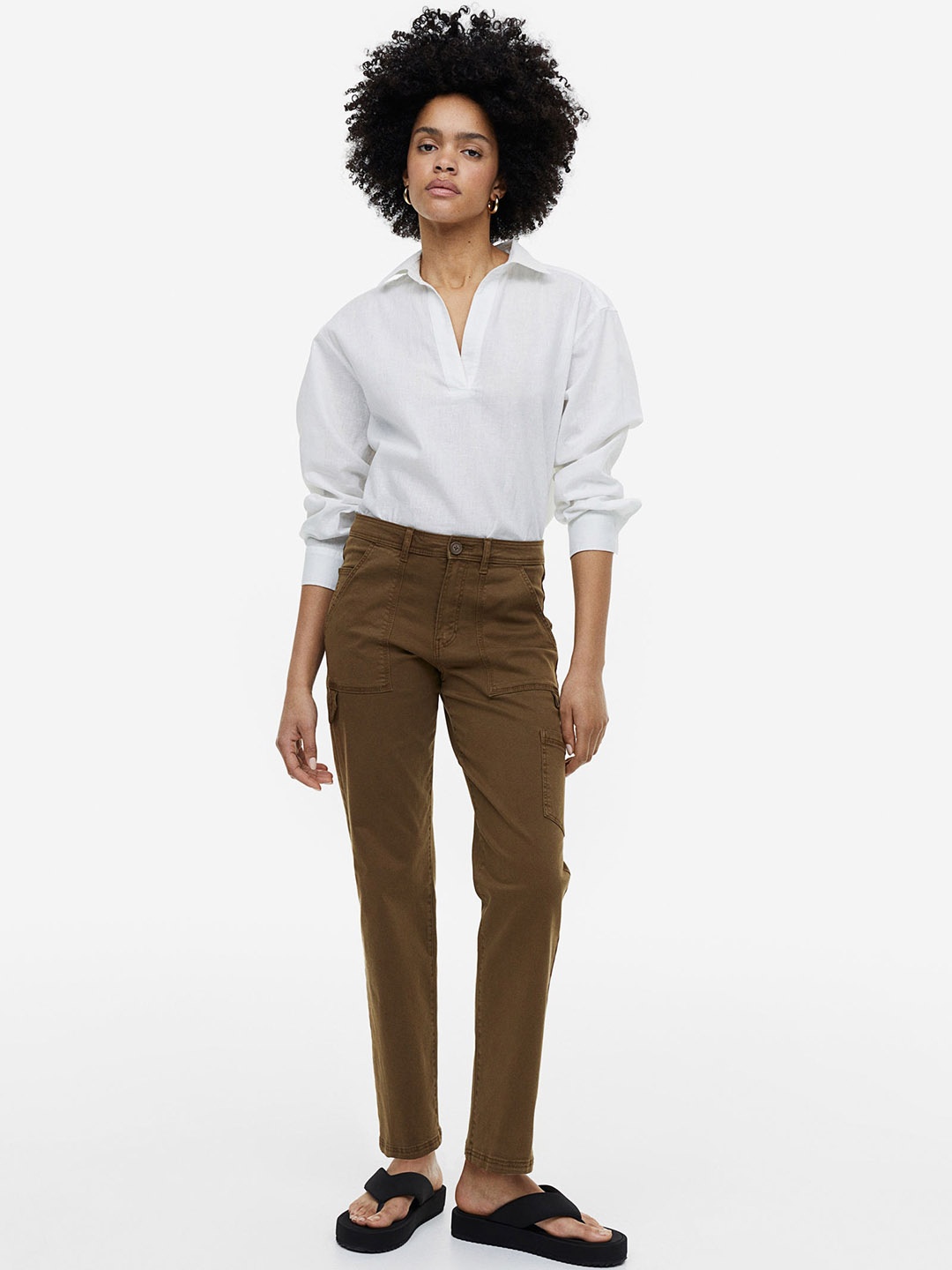 

H&M Woman Twill utility trousers, Green