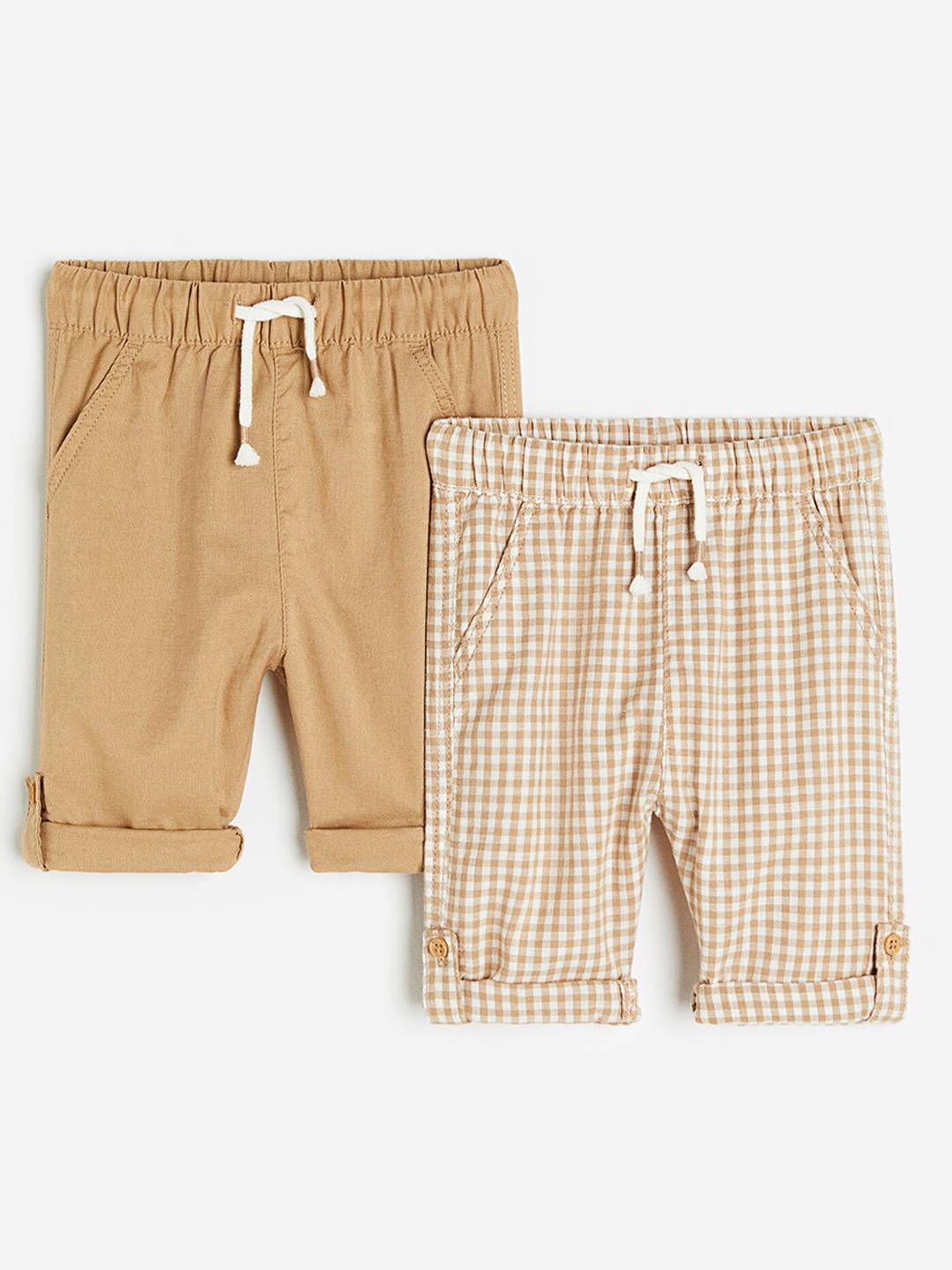 

H&M Boys 2-pack roll-up trousers, Beige