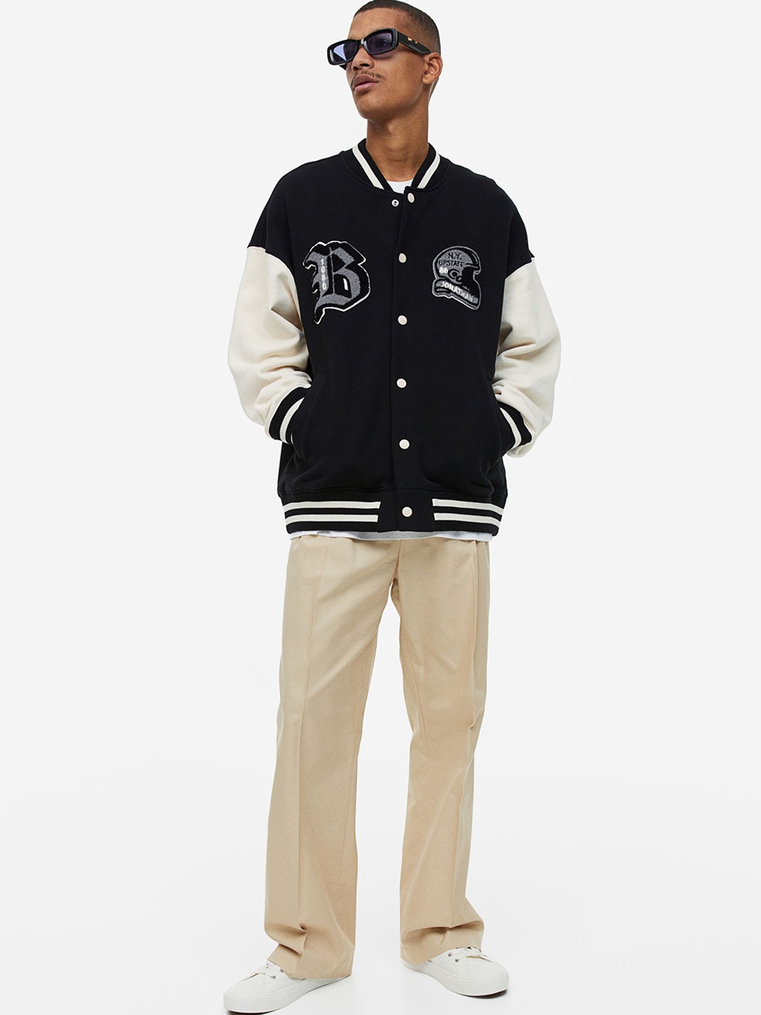 

H&M Men Oversized Fit Baseball jacket, Black
