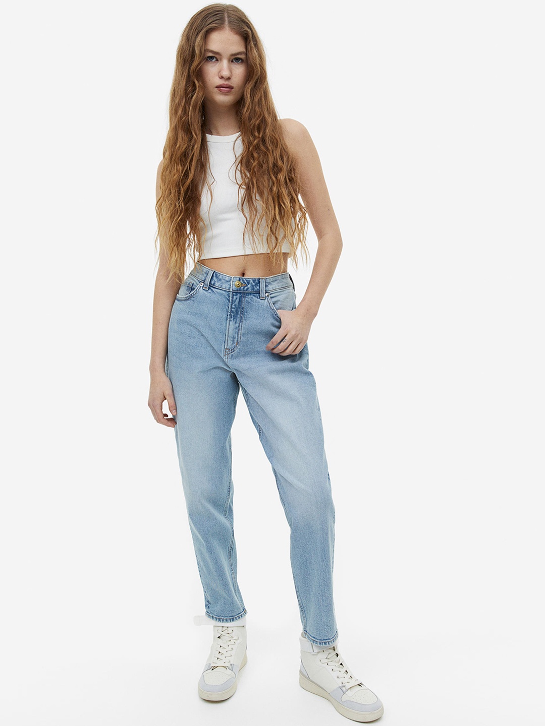 

H&M Mom Loose-fit High Ankle Jeans, Blue