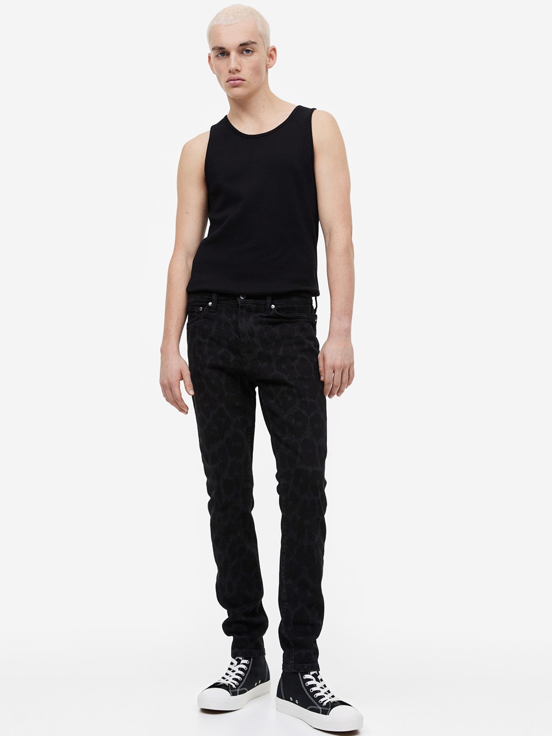 

H&M Men Skinny Mid-Rise Jeans, Black