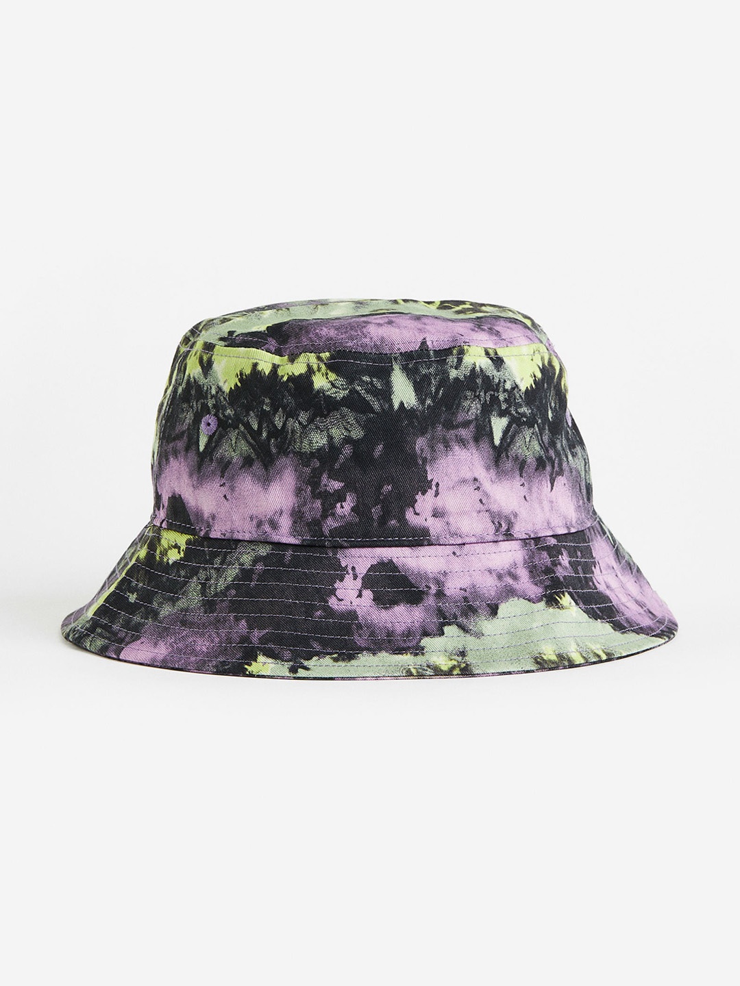 

H&M Men Patterned Pure Cotton Bucket Hat, Purple