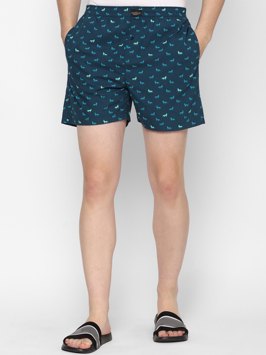 

Peter England Men Printed Pure Cotton Boxer, Teal