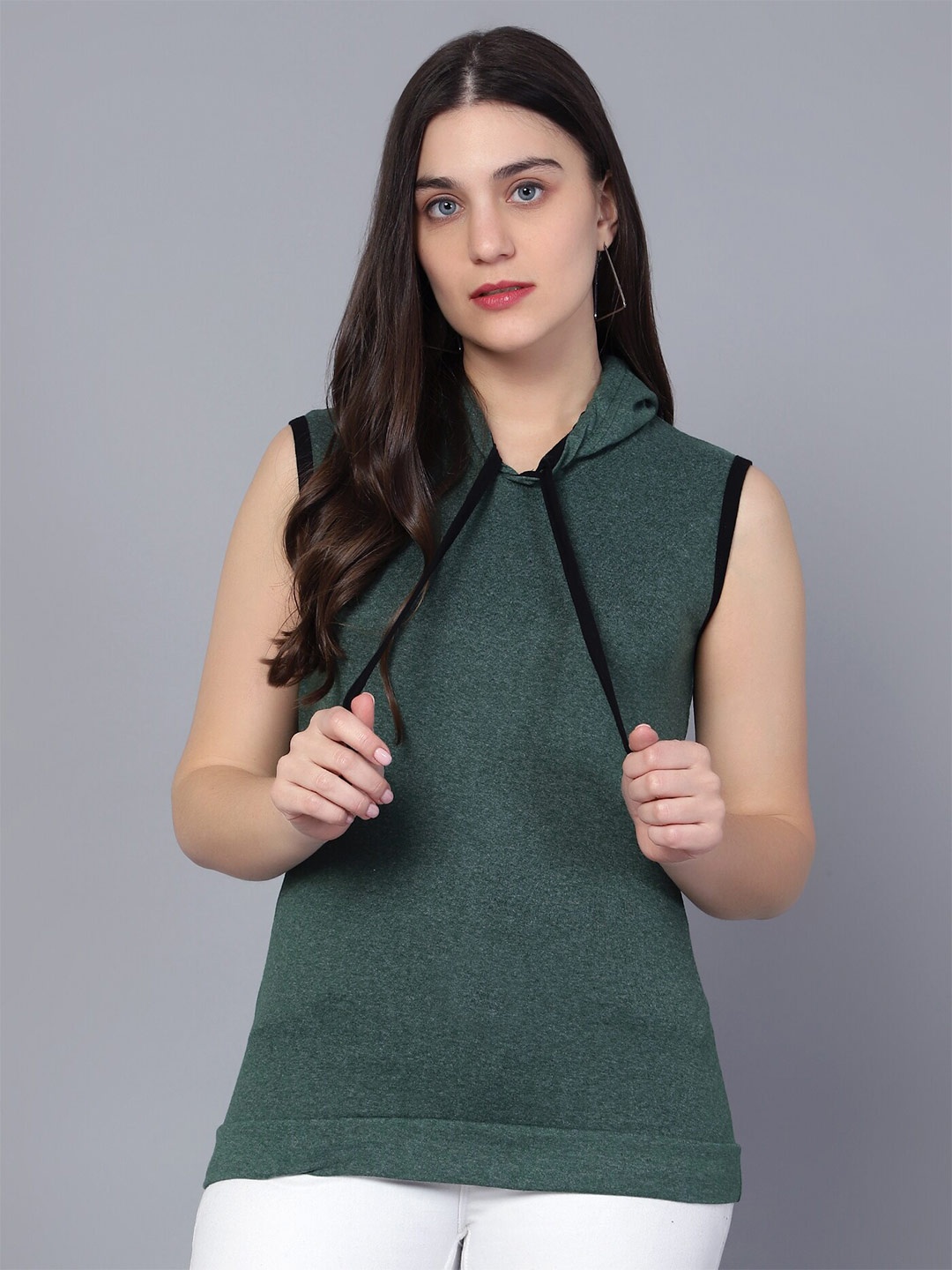 

DIAZ Hooded Sleeveless Cotton T-shirt, Olive