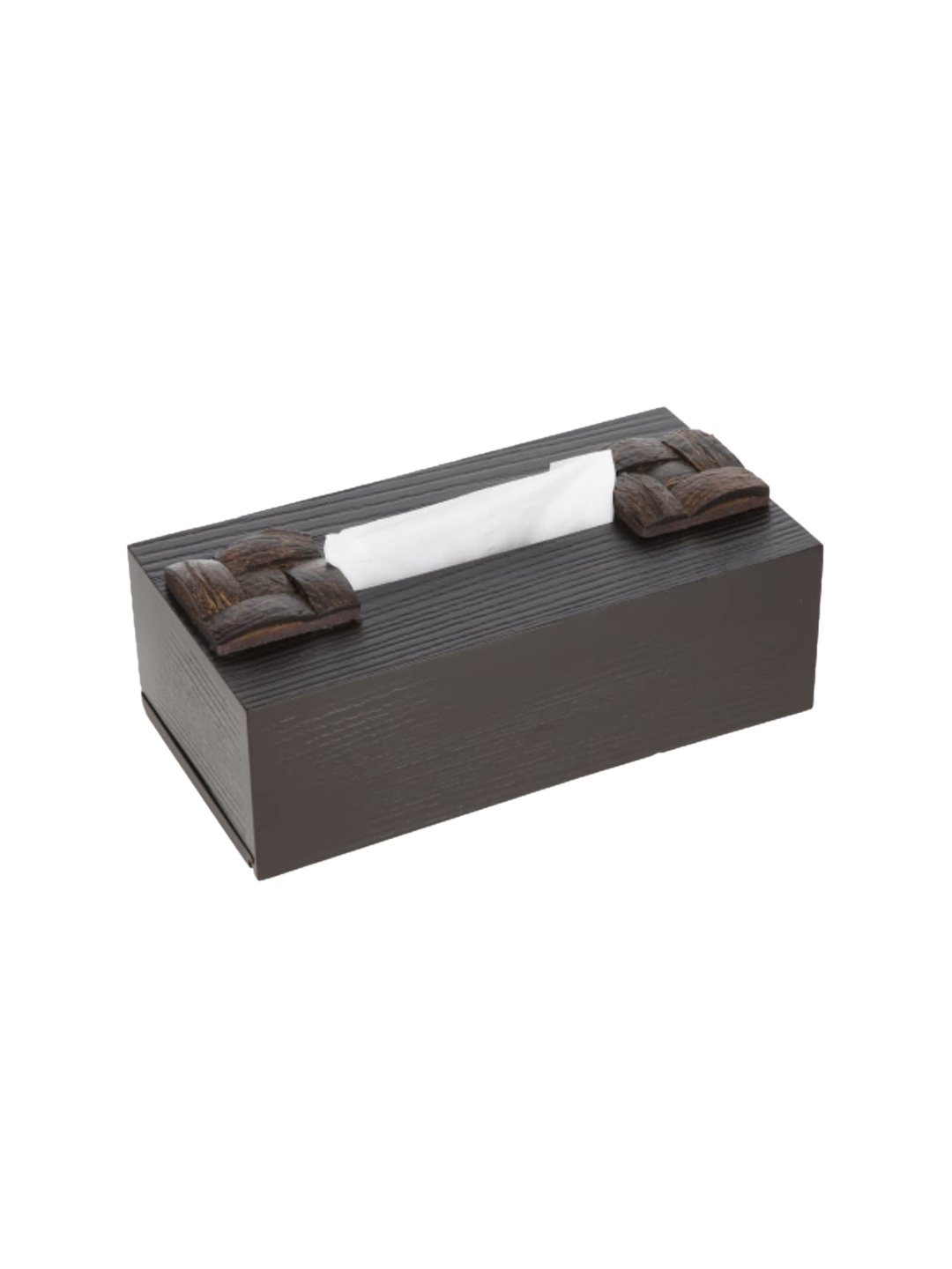 

COCKTAIL Brown Textured Coconut Shell Embellished Wooden Tissue Holder