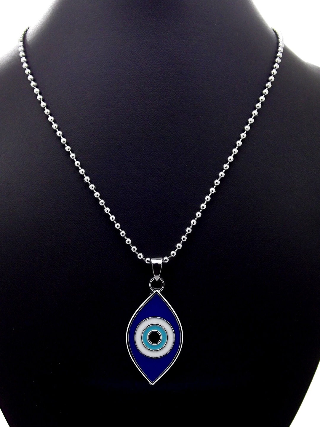 

FEMMIBELLA Men Silver-Plated Evil Eye Chain with Pendant, Blue