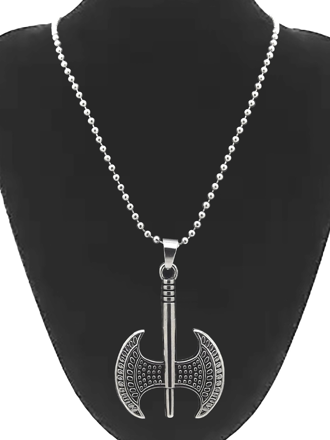 

FEMMIBELLA Men Silver-Plated Axe Pendant And Chain