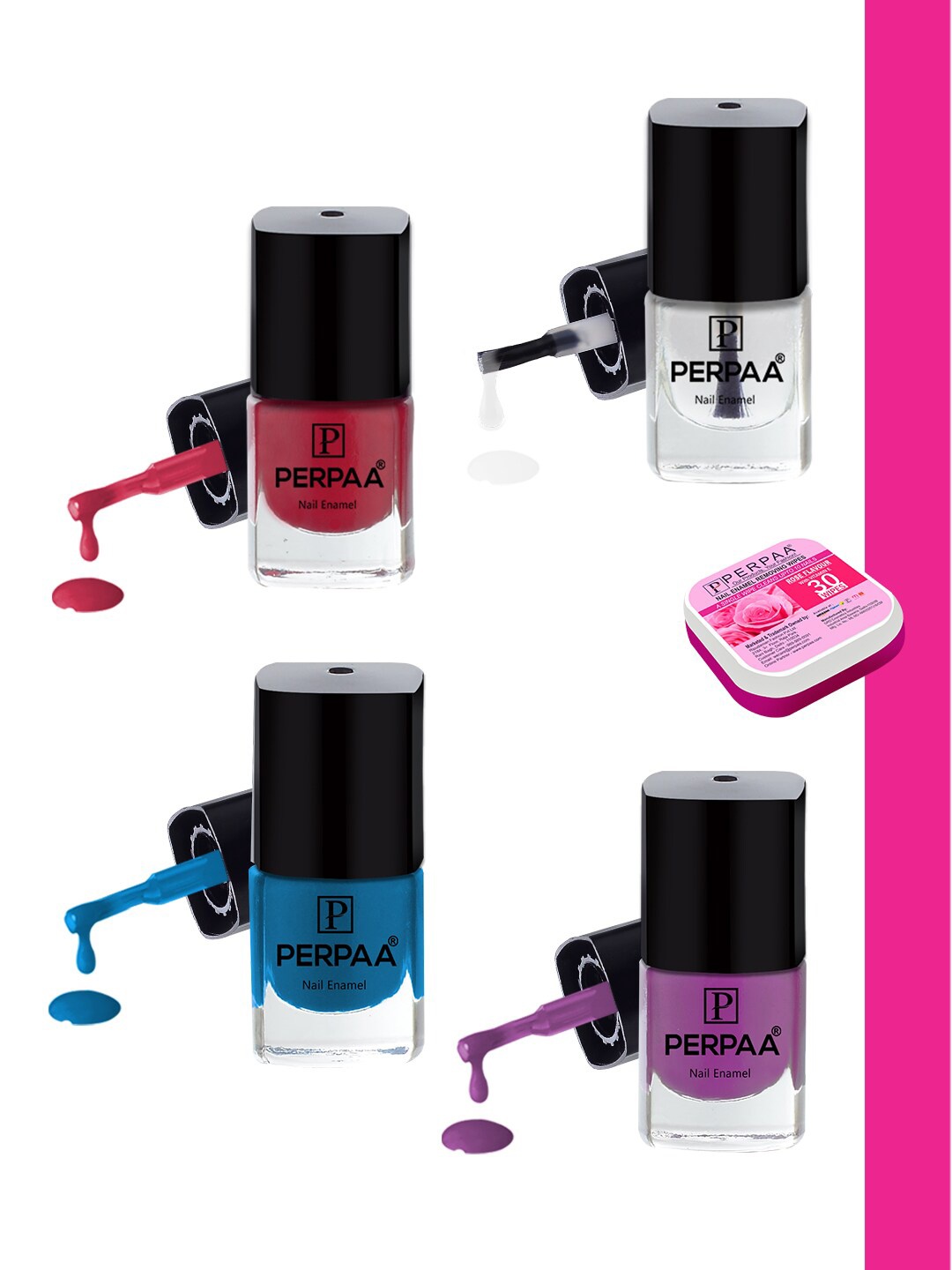 

PERPAA Set of 4 Trendy Quick-Drying & Long Lasting Gel Nail Enamel - 5 ml each, Multi