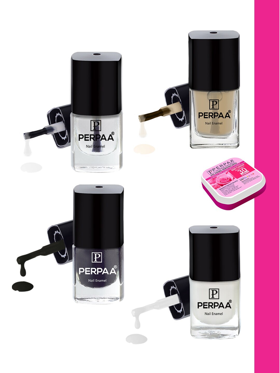 

PERPAA Set of 4 Trendy Quick-Drying & Long Lasting Gel Nail Enamel - 5 ml each, Multi