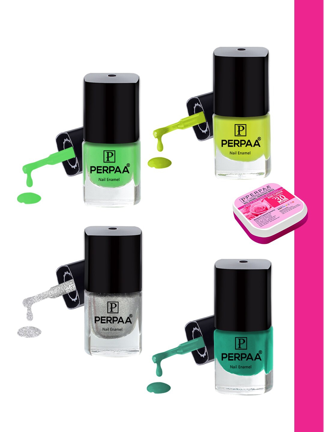

PERPAA Set of 4 Trendy Quick-Drying & Long Lasting Gel Nail Enamel - 5 ml each, Multi