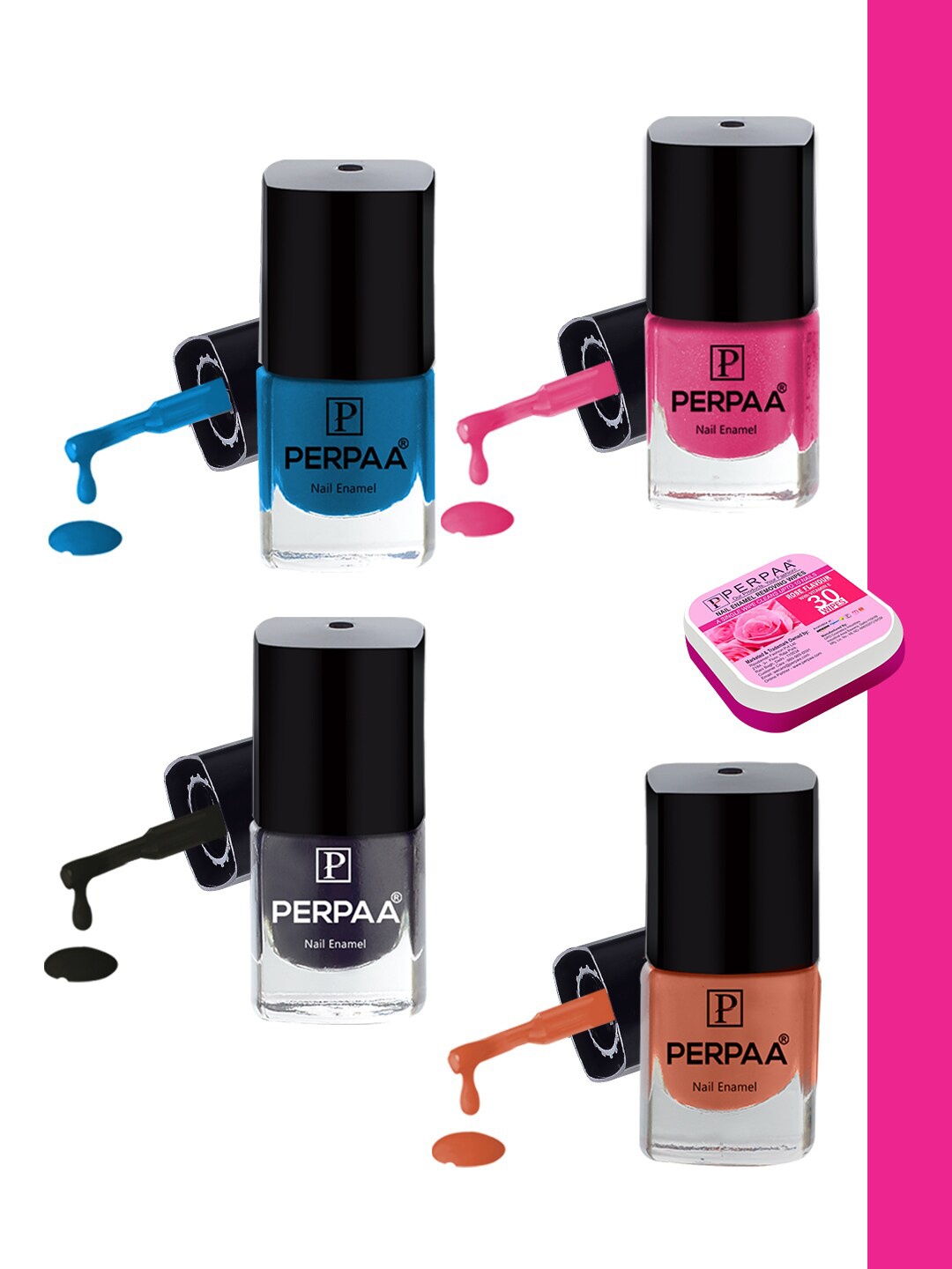 

PERPAA Set of 4 Trendy Quick-Drying & Long Lasting Gel Nail Enamel - 5 ml each, Multi
