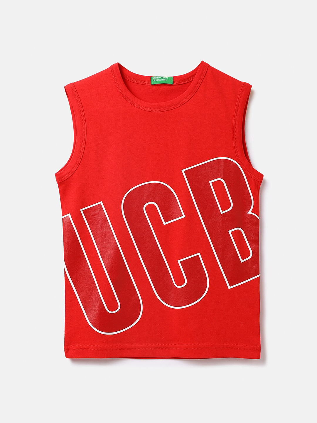 

United Colors of Benetton Boys Typography Printed Cotton T-Shirt, Red