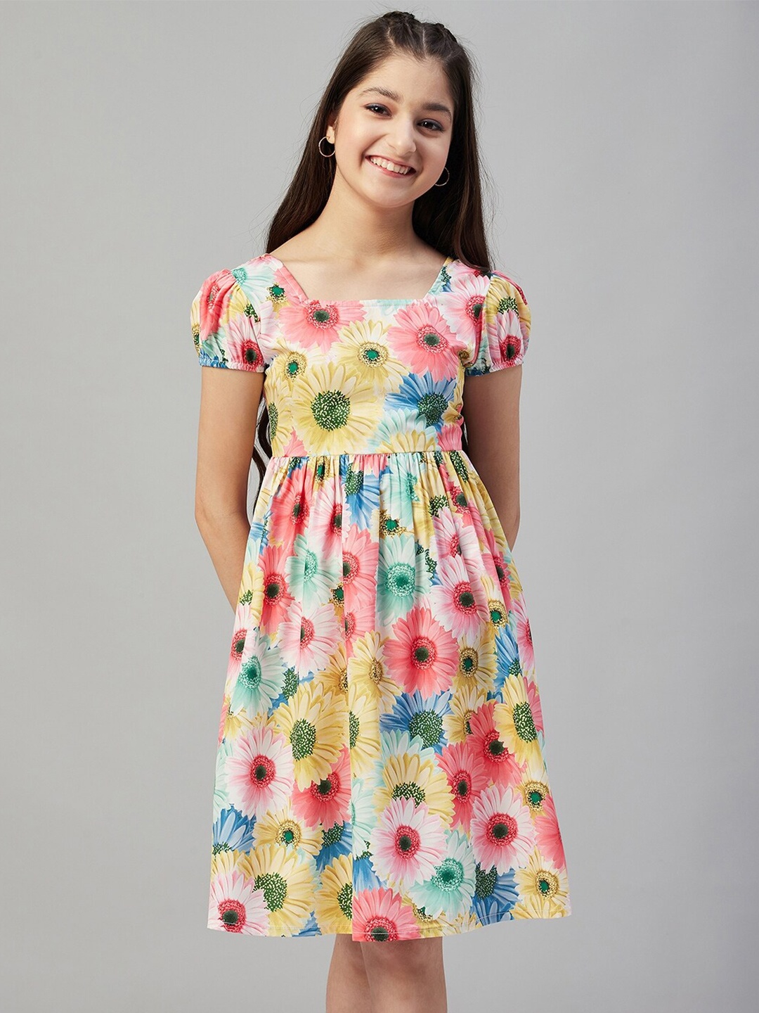 

Stylo Bug Girls Floral Printed Fit & Flare Dress, Pink