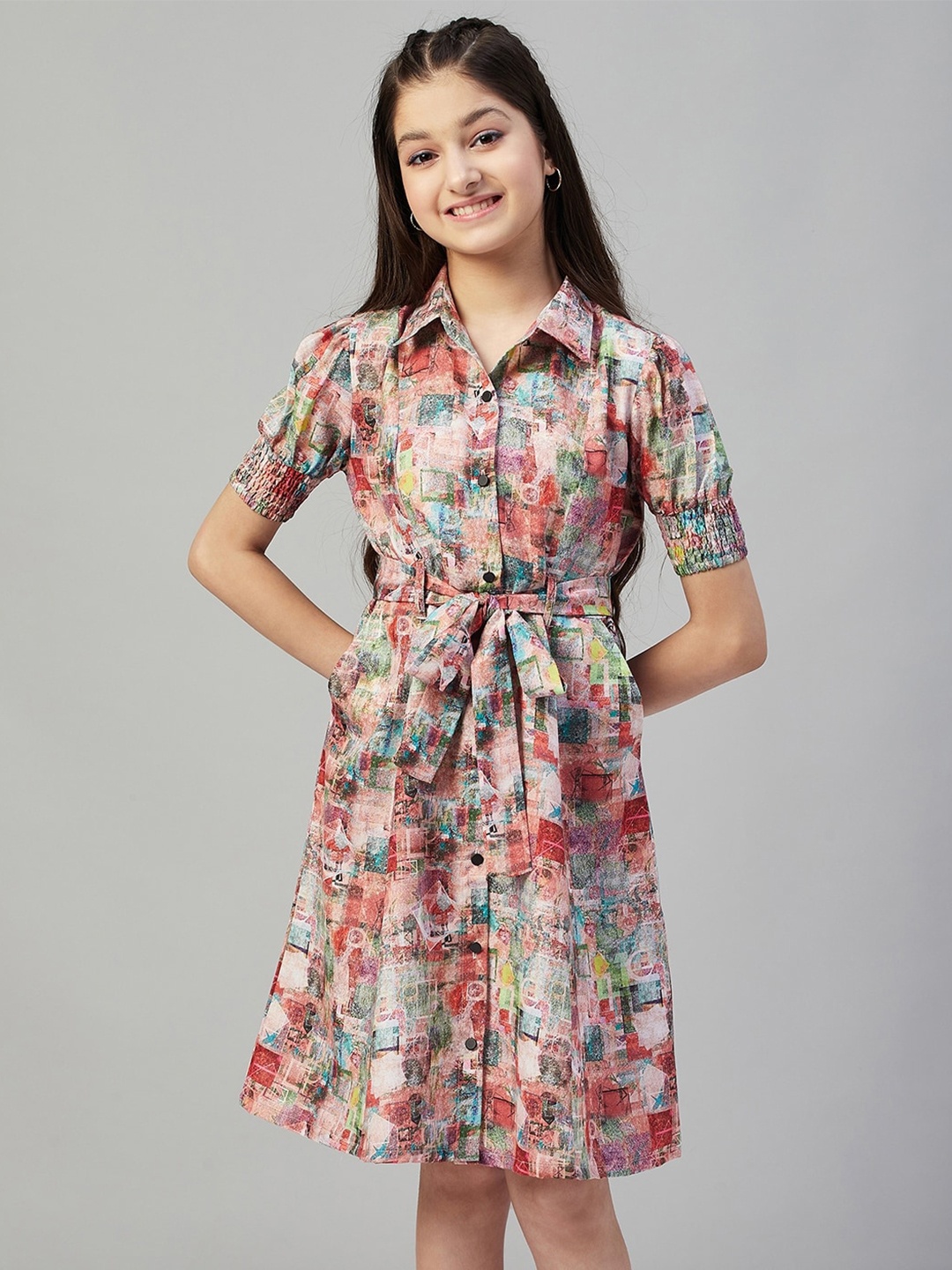 

Stylo Bug Girls Printed Shirt Dress, Rust