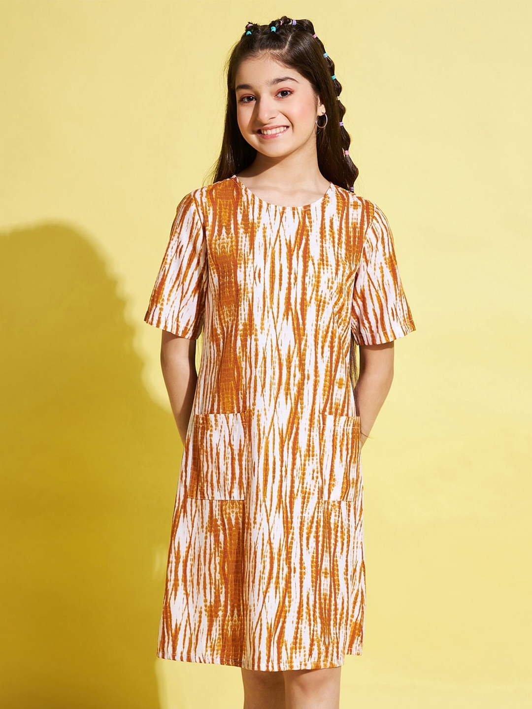

Stylo Bug Girls Tie and Dye A-Line Dress, Orange