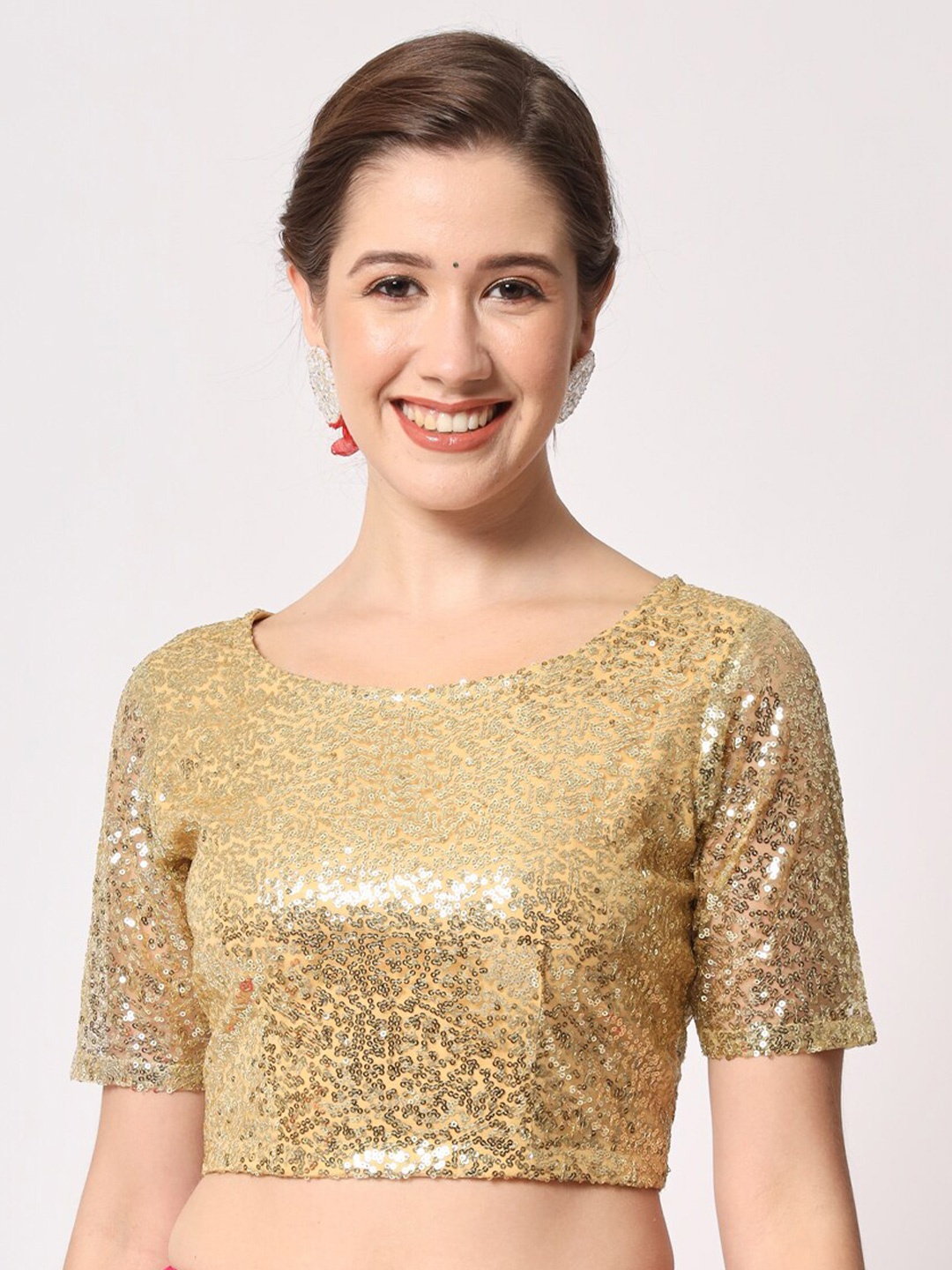 

studio rasa Gold-Toned Embellished Crop Top