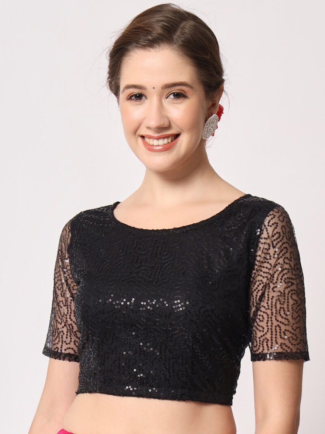 

studio rasa Black Embellished Crop Top