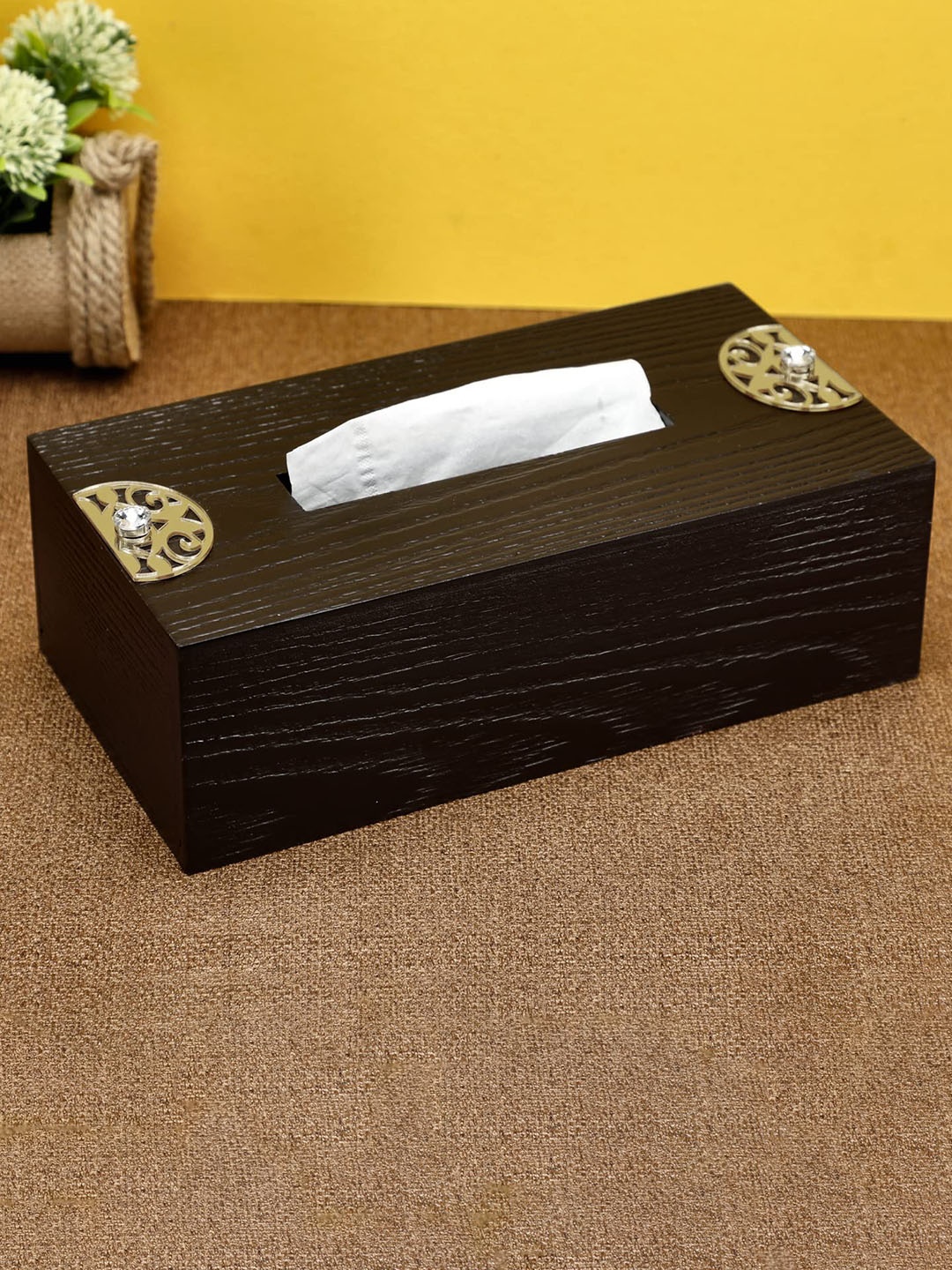 

COCKTAIL Brown Embellished & Textured Rectangular Wooden Tissue Holder