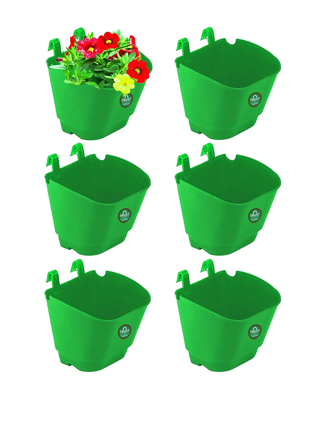 

TRUSTBASKET Green 6 Pieces Vertical Gardening Hanging Planters