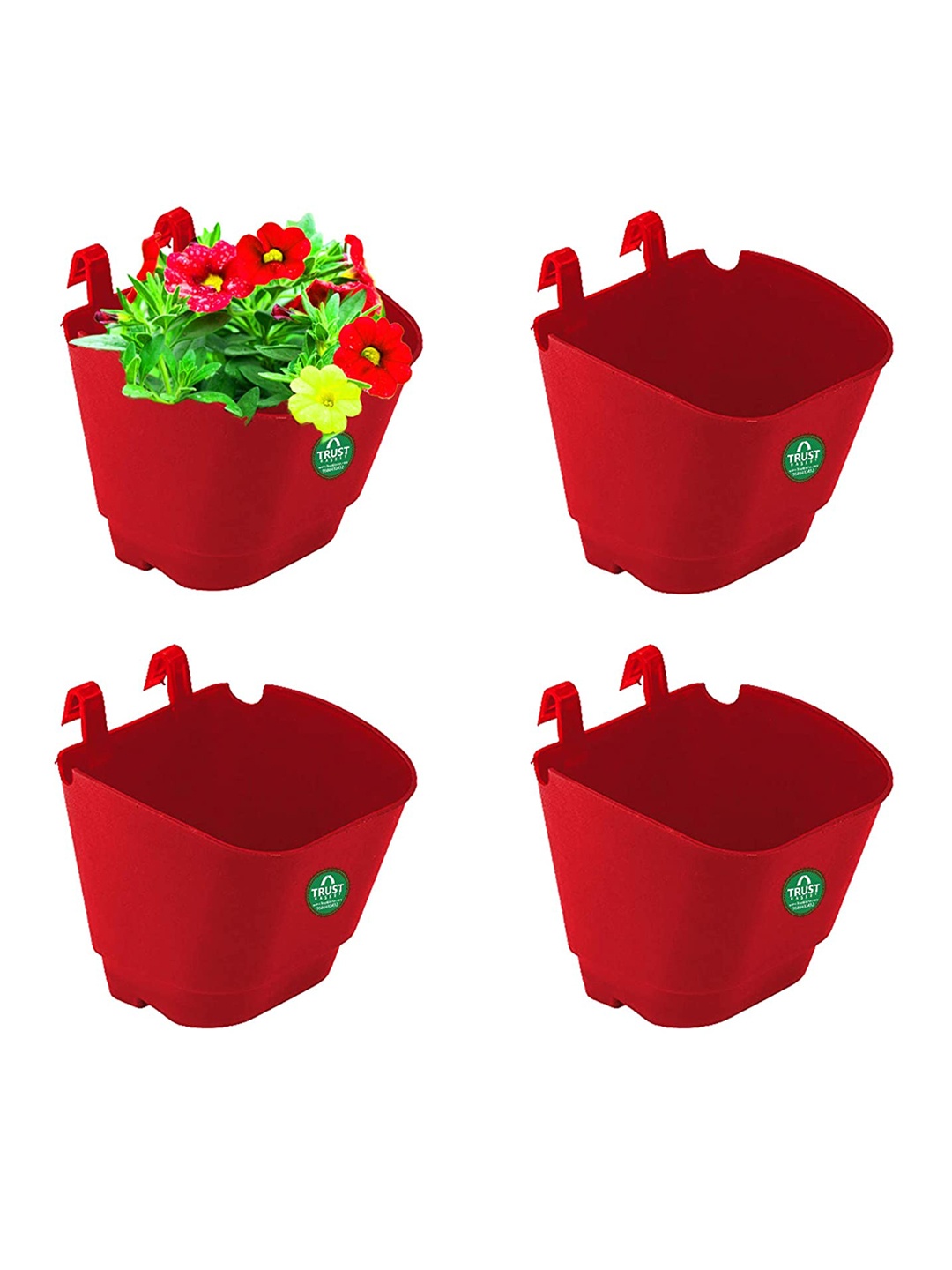 

TRUSTBASKET Red 4 Pieces Vertical Gardening Hanging Planters