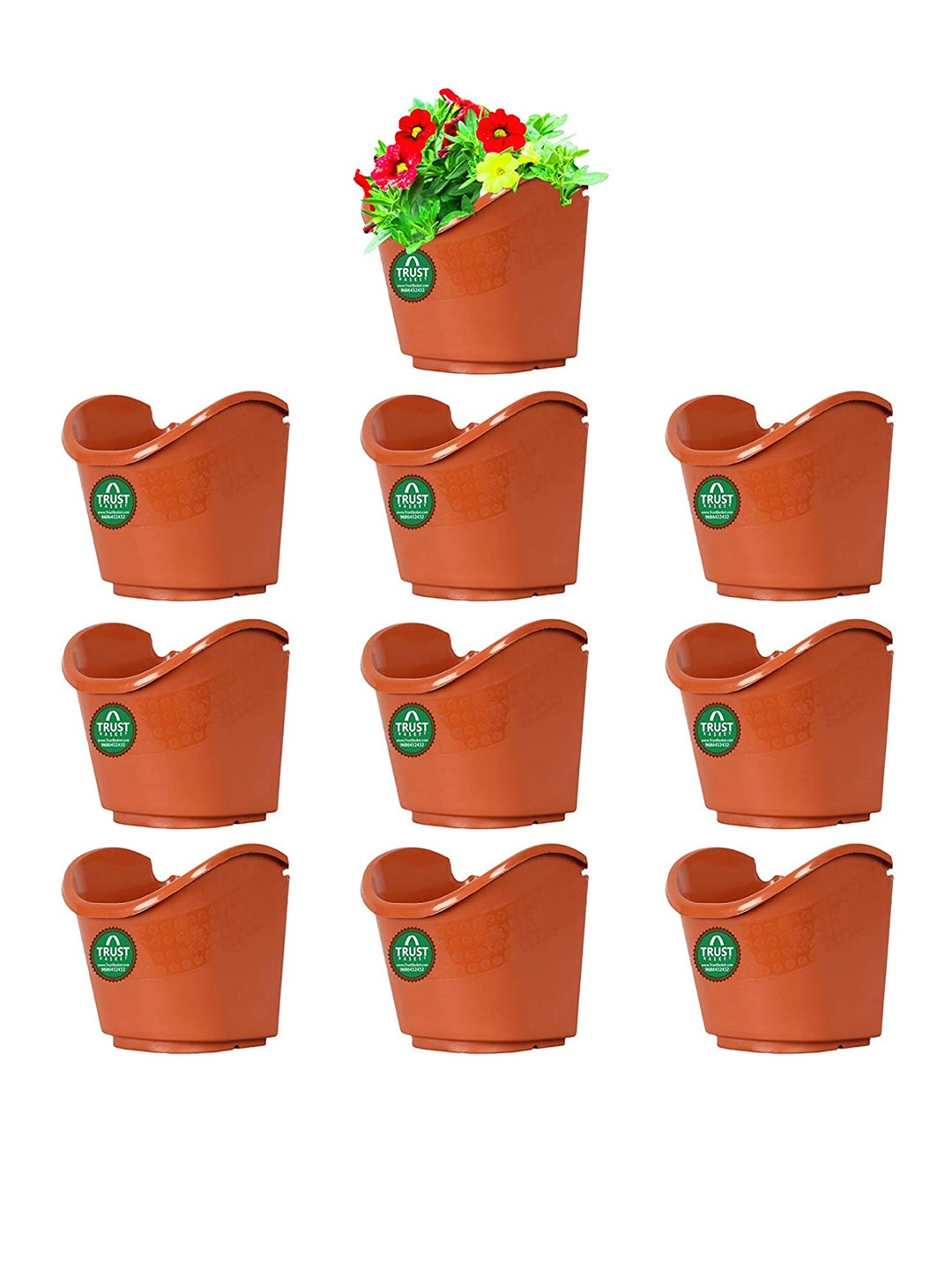 

TRUSTBASKET Brown 10-Pcs Vertical Gardening Hanging Planters