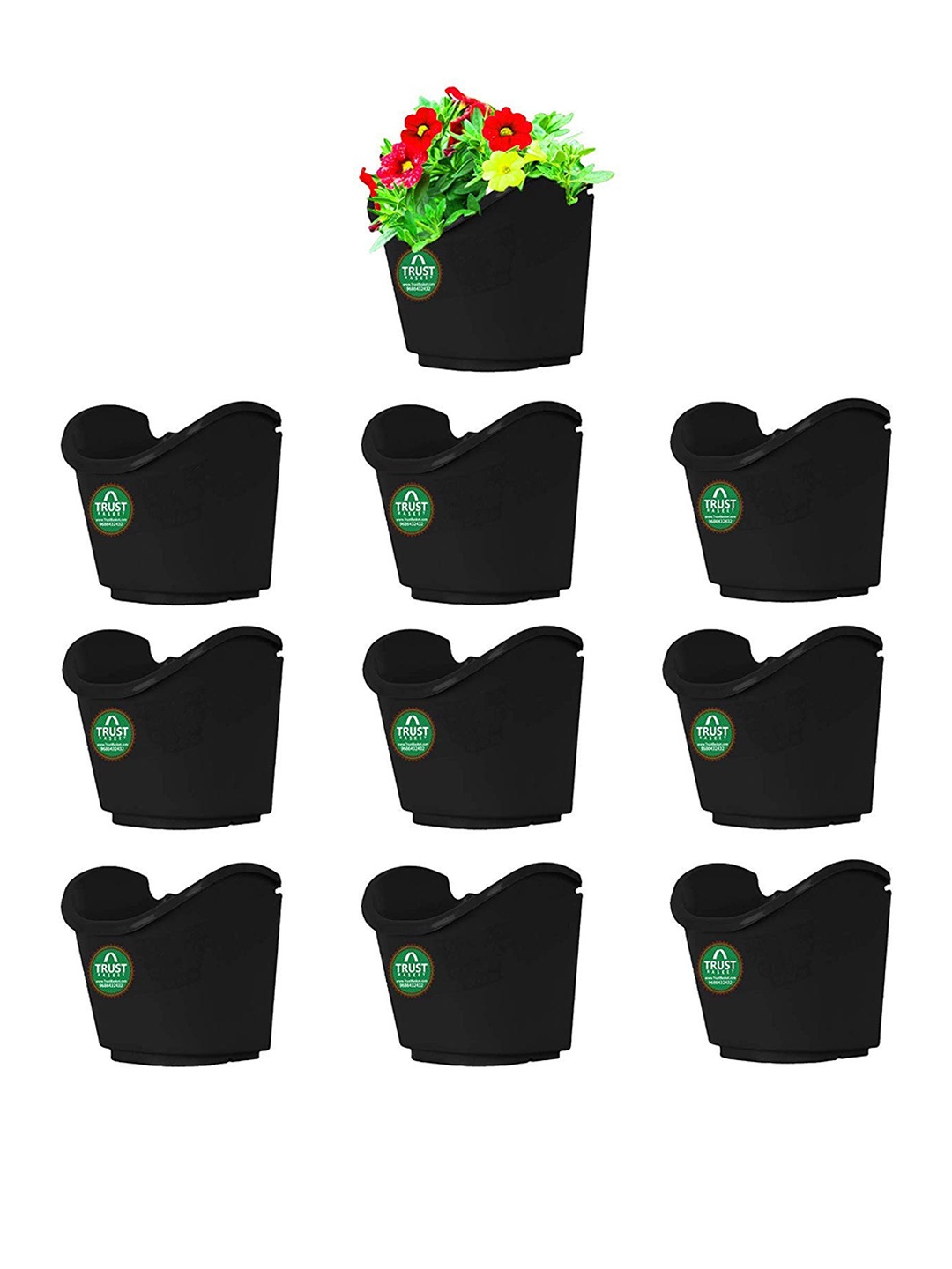 

TRUSTBASKET Black 10-Pcs Vertical Gardening Hanging Planters