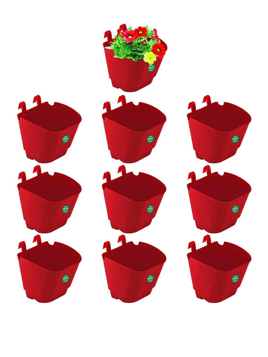 

TRUSTBASKET Red 10 Pieces Vertical Gardening Hanging Planters