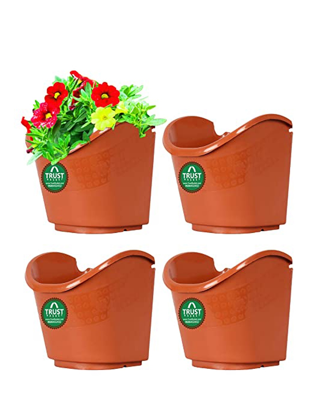 

TrustBasket Brown 4 Pieces Vertical Gardening Hanging Planters