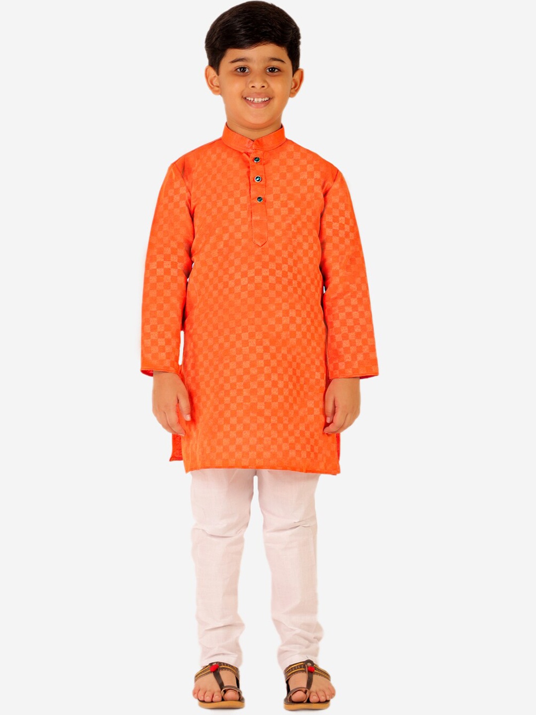 

Pro-Ethic STYLE DEVELOPER Boys Woven Design Pure Cotton Kurta with Pyjamas, Orange