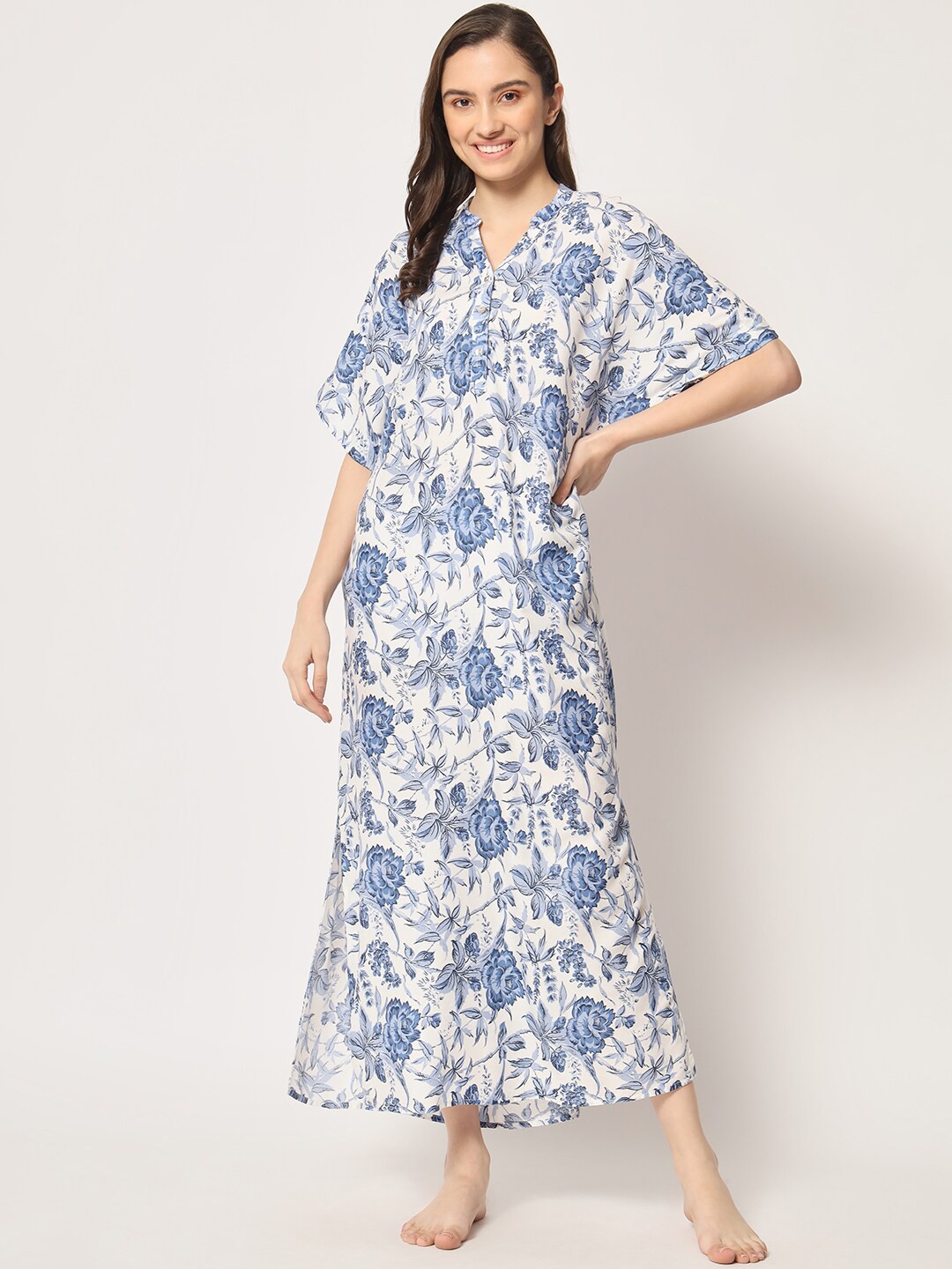 

HERE&NOW Floral Printed Maxi Nightdress, White