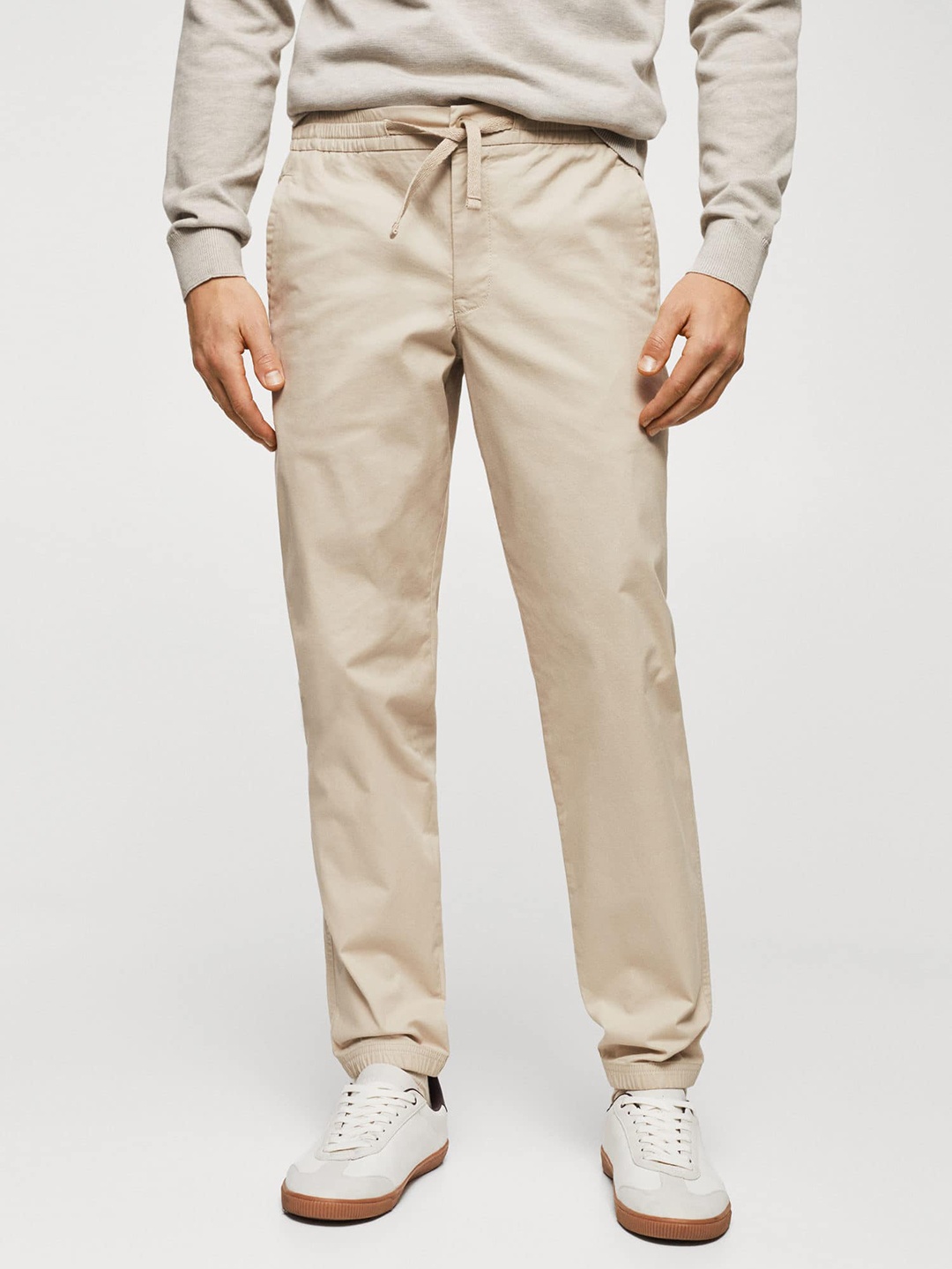 

MANGO MAN Sustainable Slim Fit Jogger Style Trousers, Beige