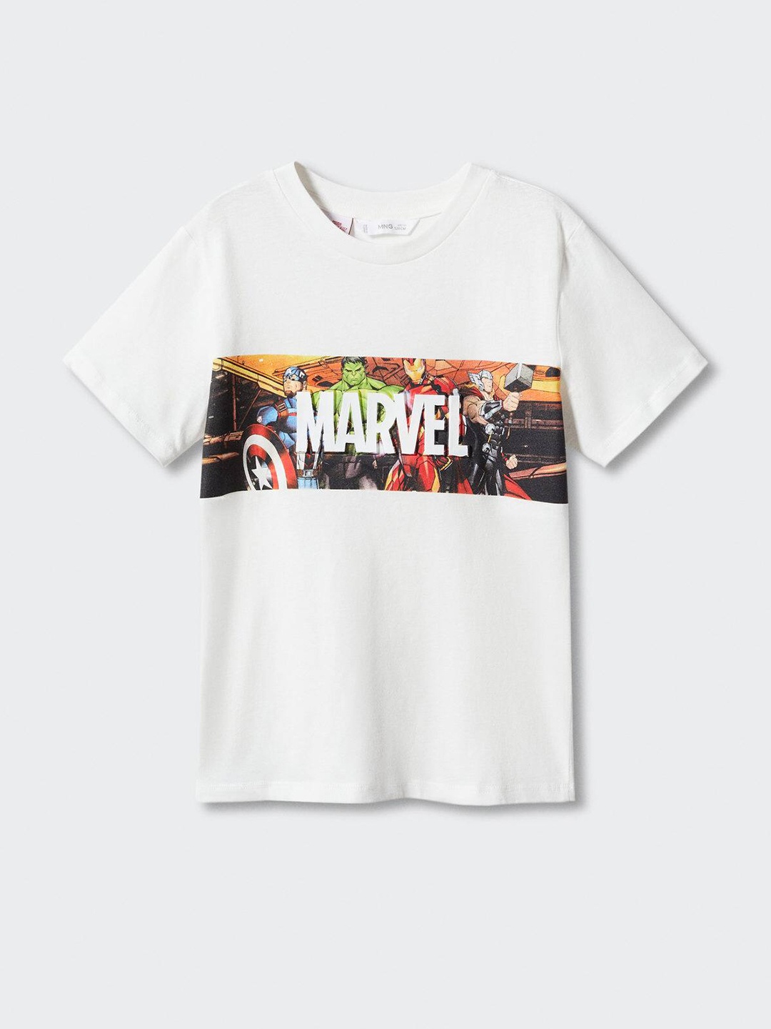 

Mango Kids Boys Pure Cotton Avengers Printed T-shirt, White