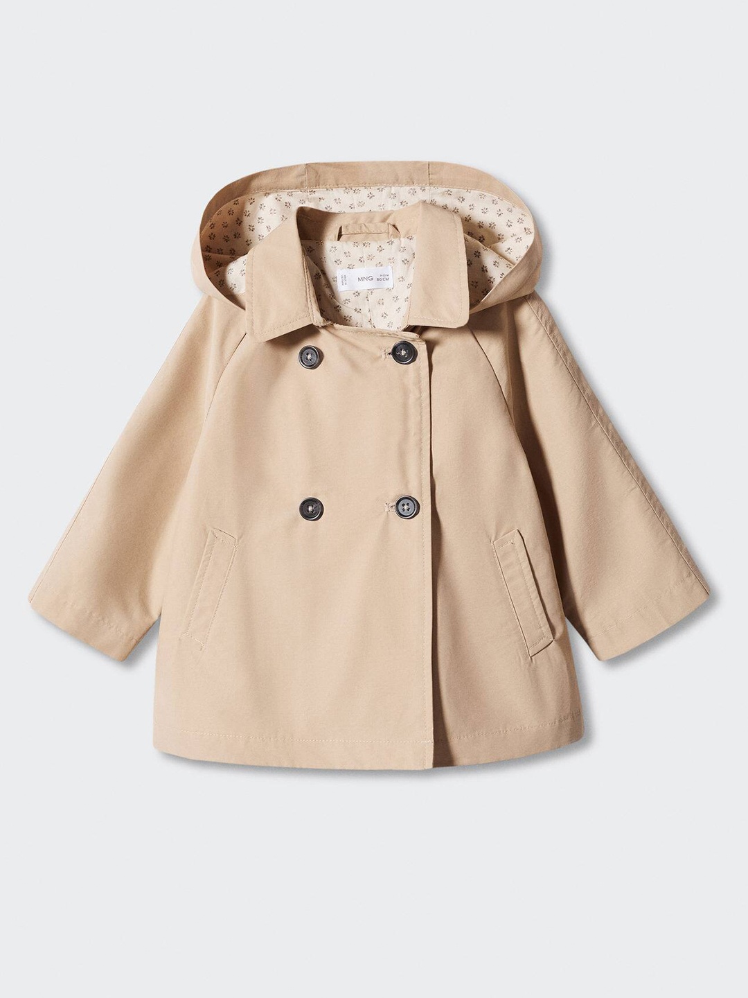 

Mango Kids Girls Hooded Longline Tailored Jacket, Beige