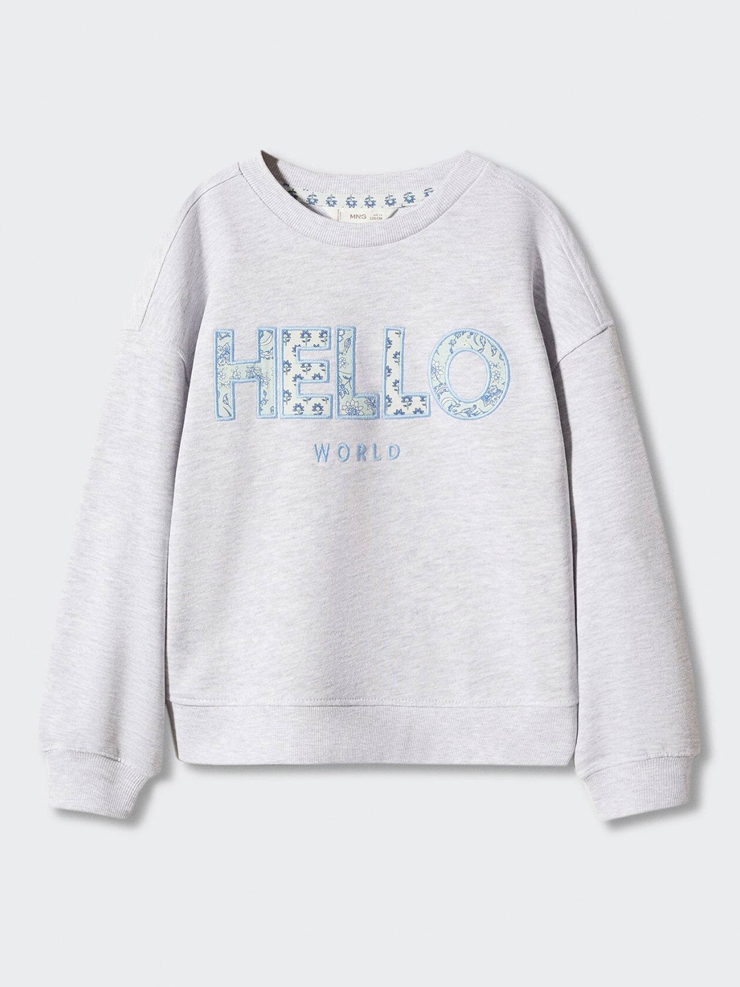 

Mango Kids Girls Typography Embroidered Round-Neck Sweatshirt with Printed Detail, Grey