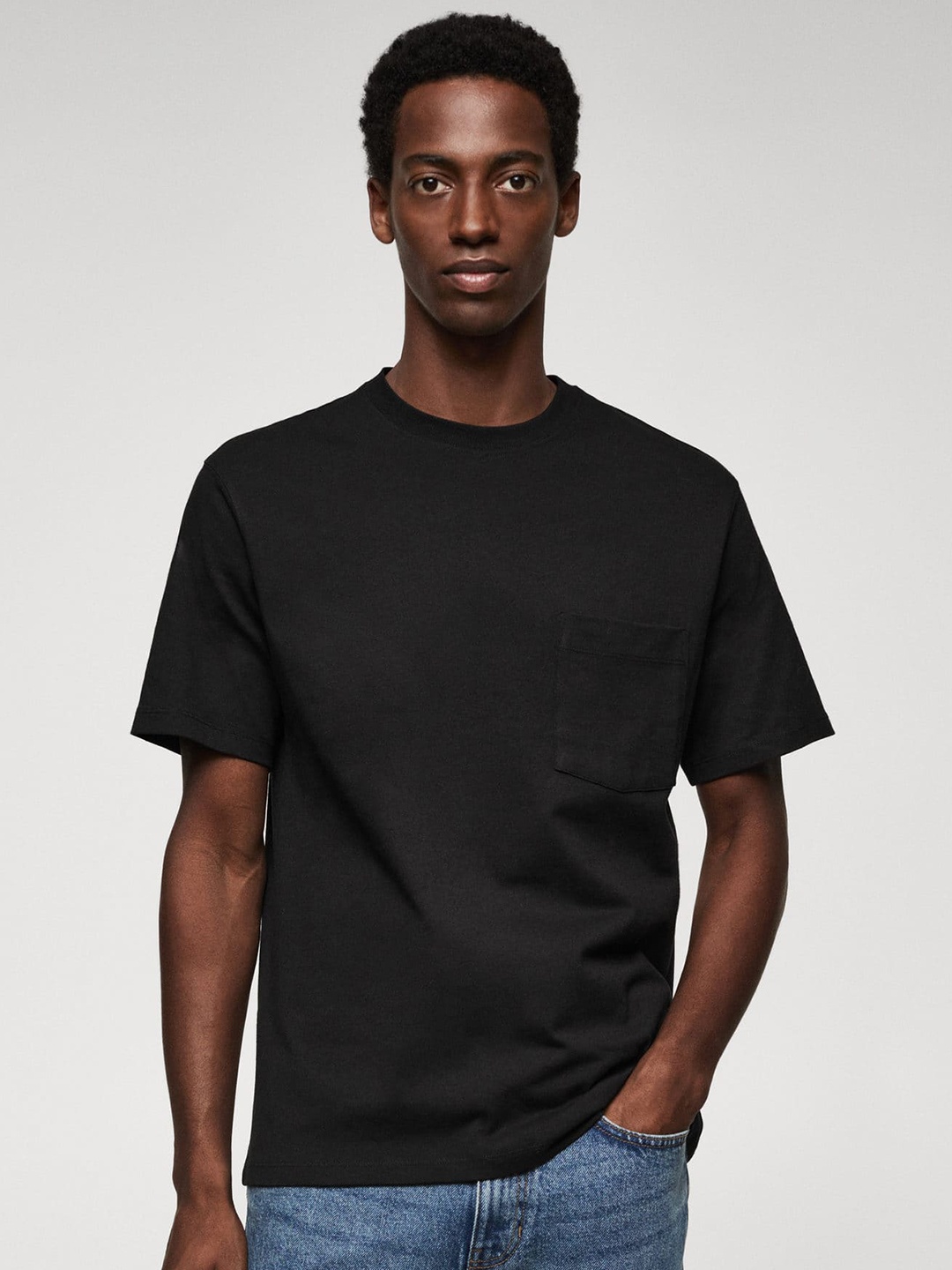 

MANGO MAN Pure Cotton Pockets T-shirt, Black