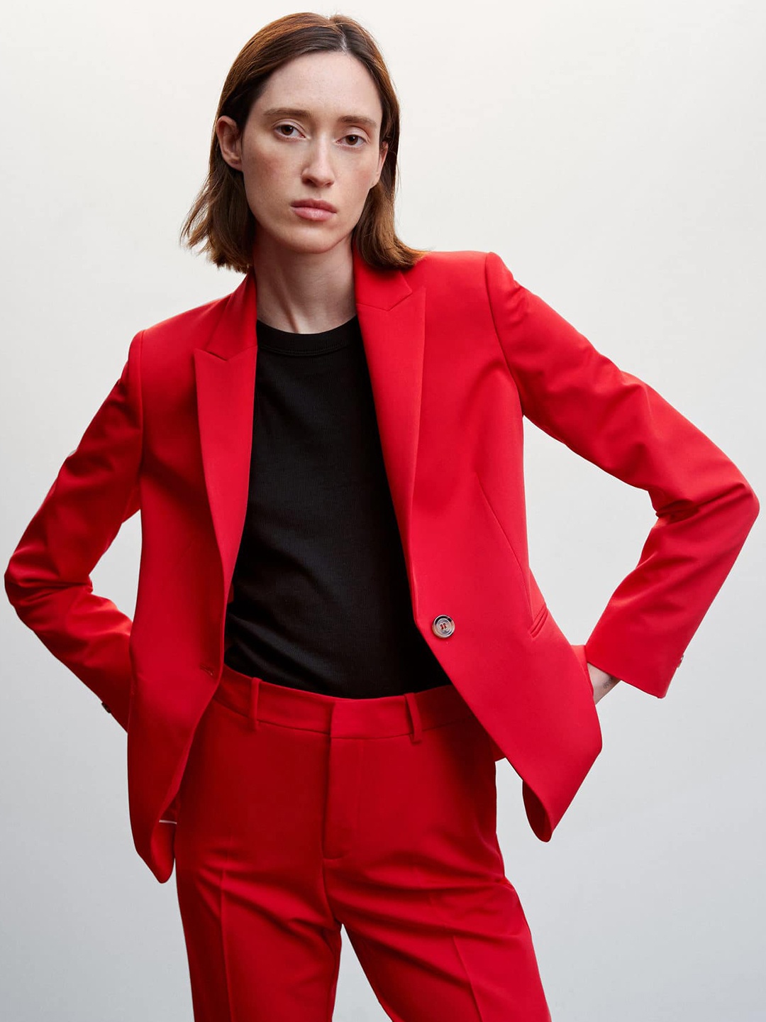 

MANGO Sustainable Notched Lapel Single Breasted Regular Fit Blazer, Red