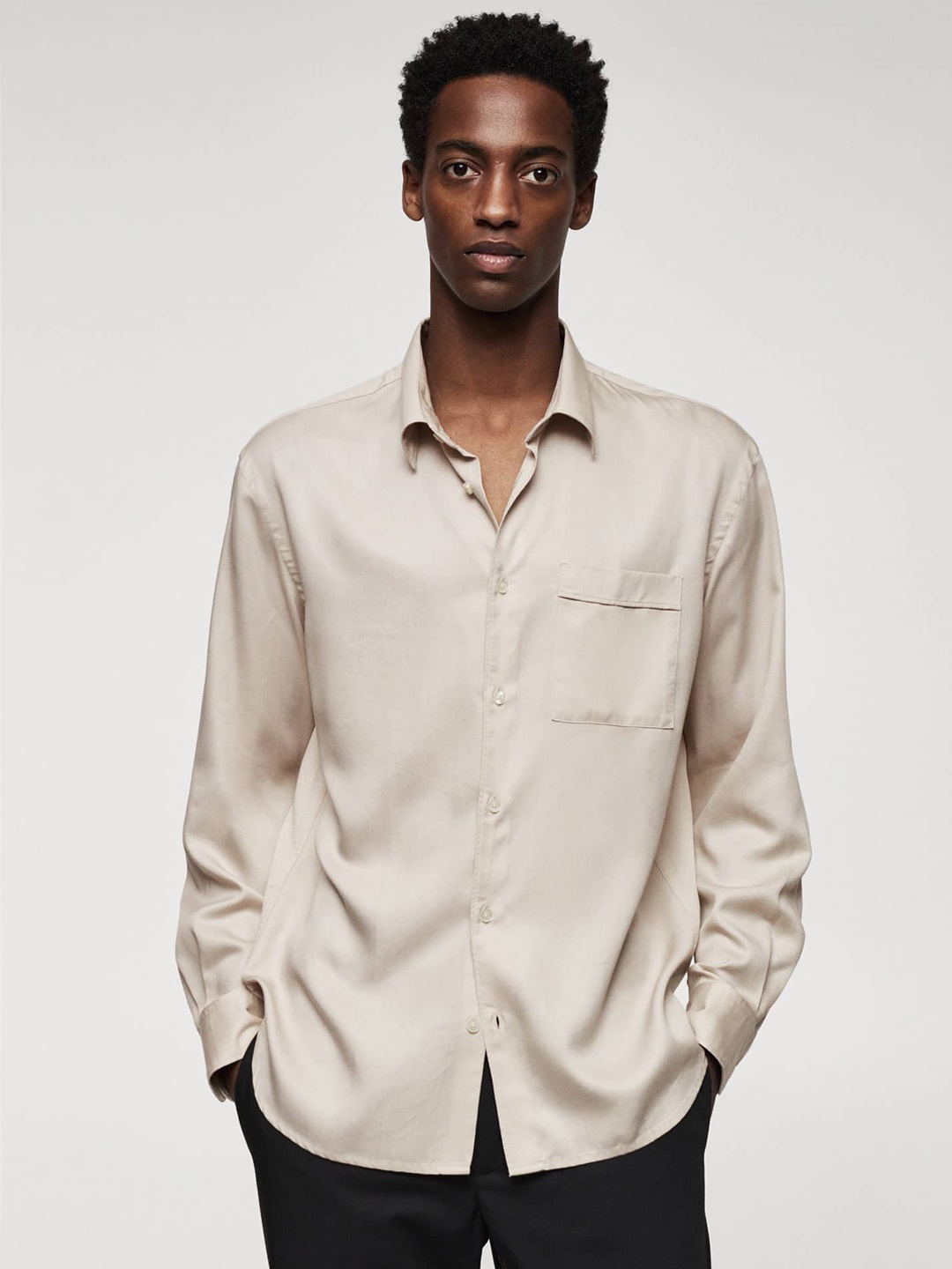 

MANGO MAN Relaxed Fit Casual Shirt, Taupe