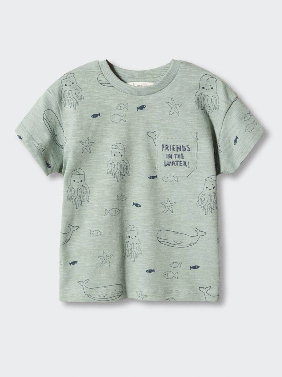 

Mango Kids Boys Printed Pure Cotton T-shirt, Green