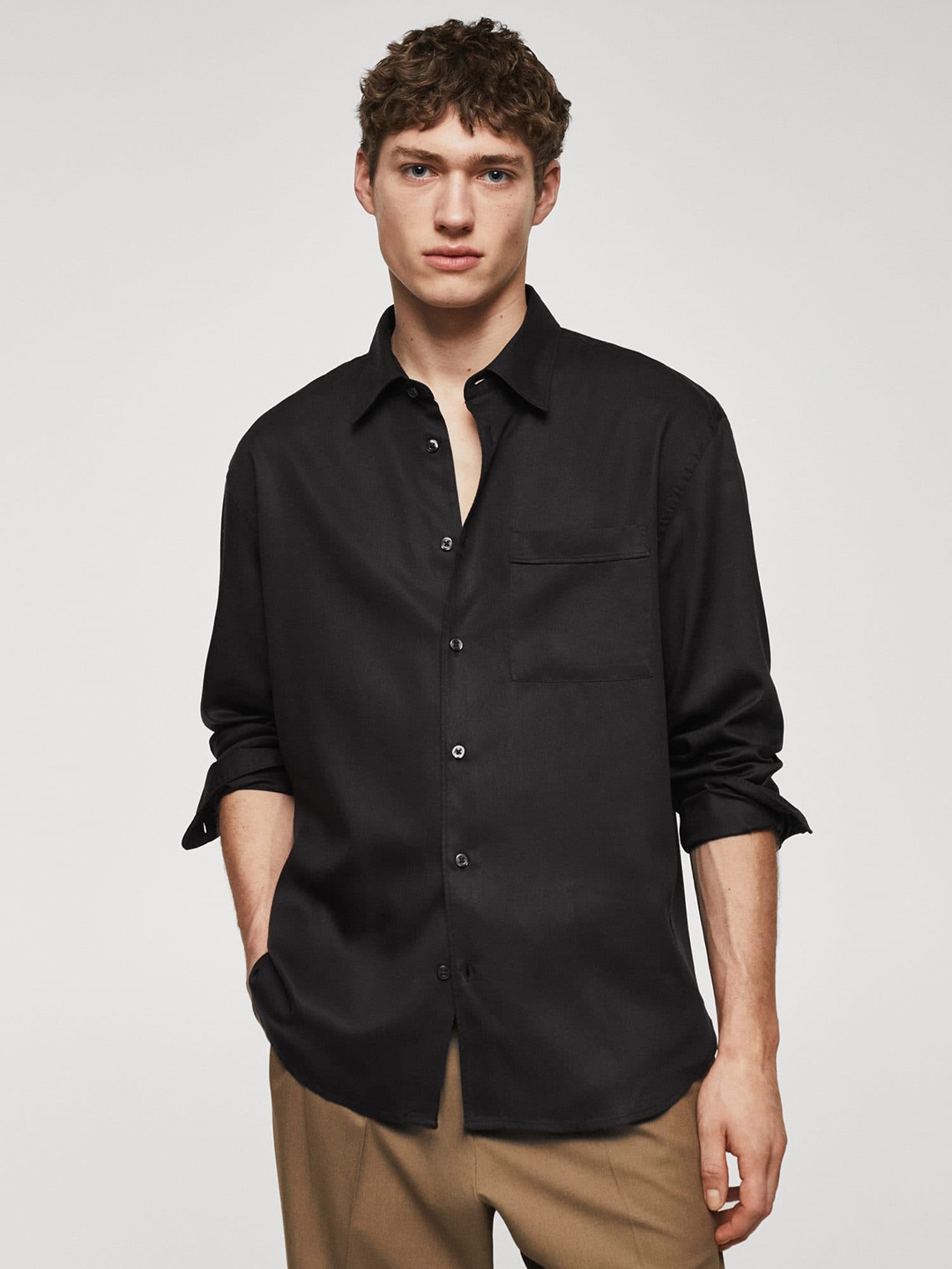 

MANGO MAN Relaxed Fit Casual Shirt, Black