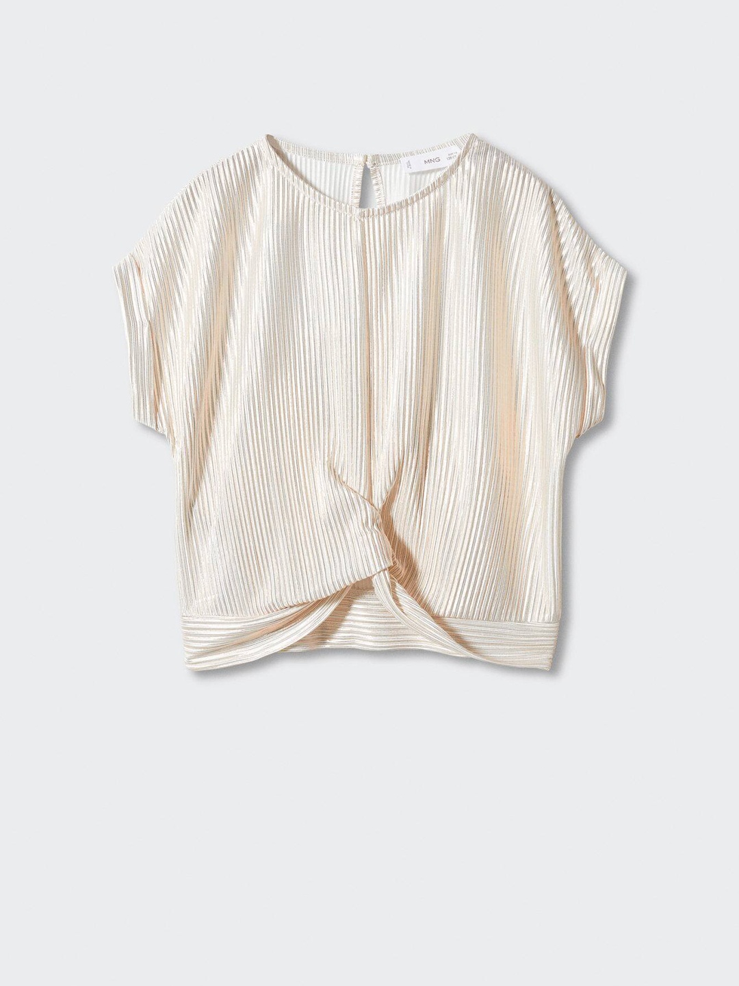 

Mango Kids Girls Striped Extended Sleeves Twisted Top, White