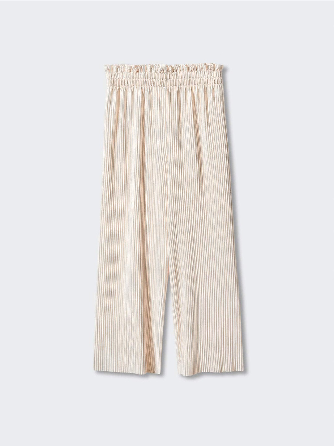

Mango Kids Girls Striped Flared Fit High-Rise Parallel Trousers, Off white