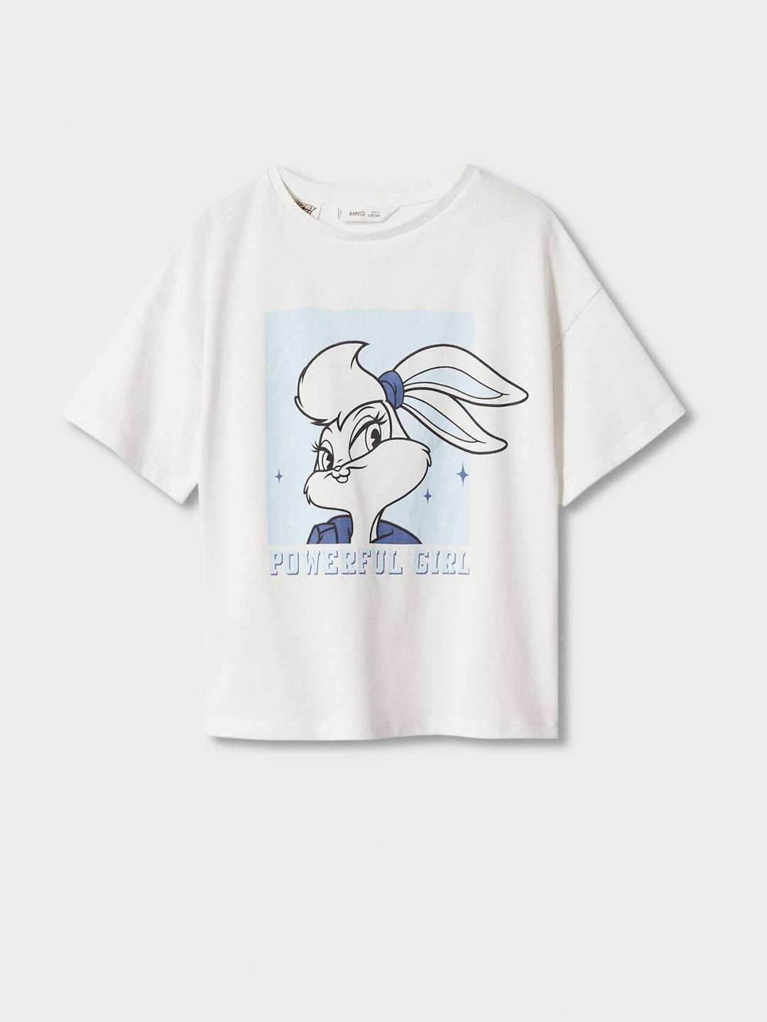 

Mango Kids Girls Pure Cotton Lola Bunny Printed Drop-Shoulder T-shirt, White